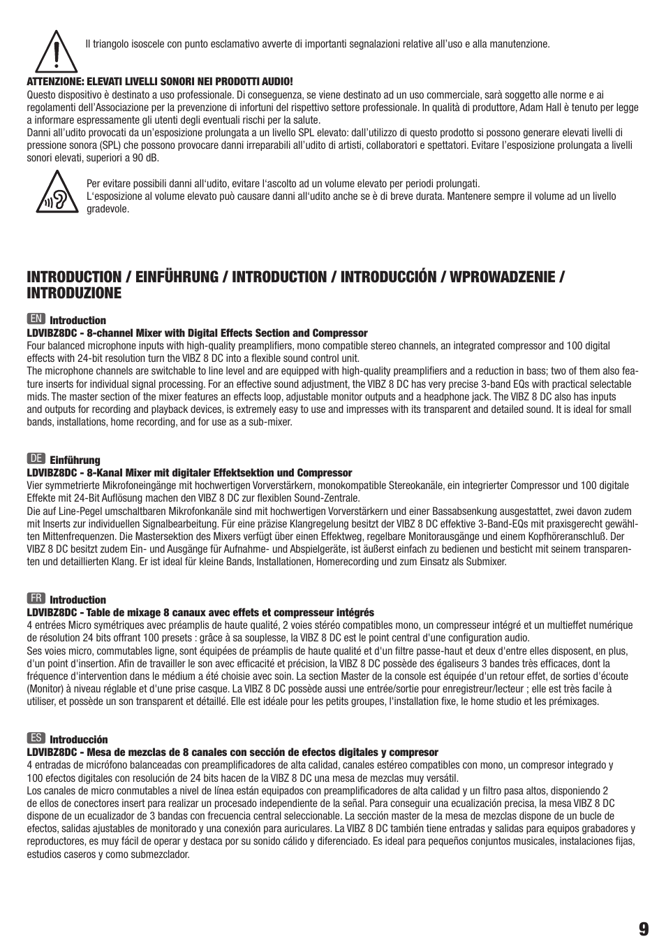 LD Systems VIBZ 8 DC User Manual | Page 9 / 40
