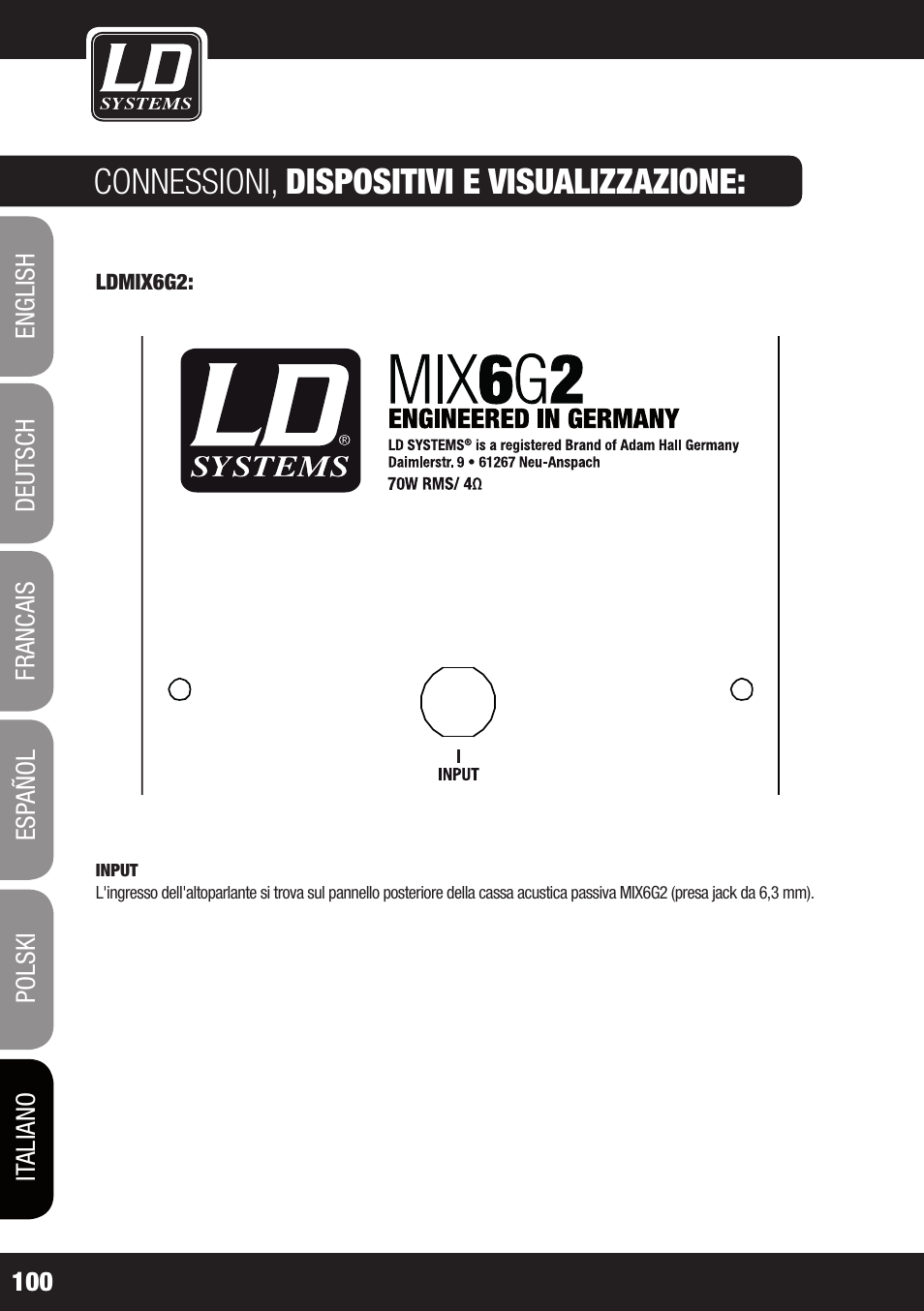Connessioni, dispositivi e visualizzazione | LD Systems STINGER MIX 6 A G2 User Manual | Page 100 / 112