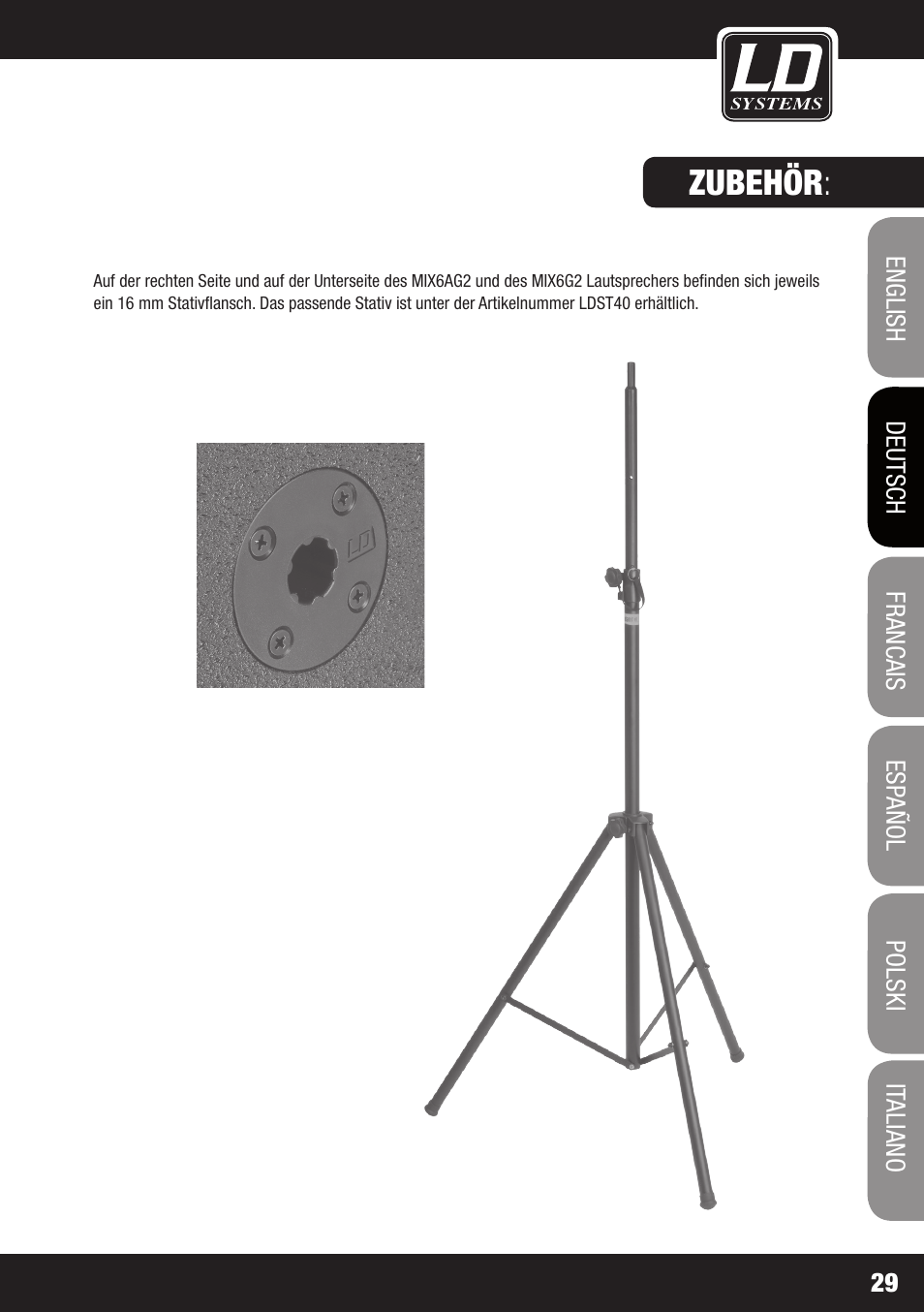 Zubehör | LD Systems STINGER MIX 6 A G2 User Manual | Page 29 / 112