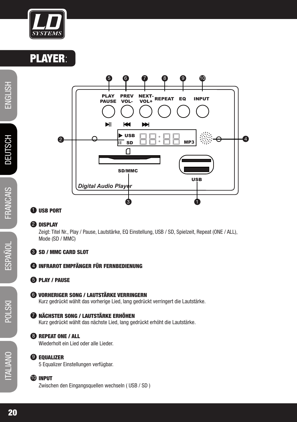 Player | LD Systems PLAY 12 A User Manual | Page 20 / 74