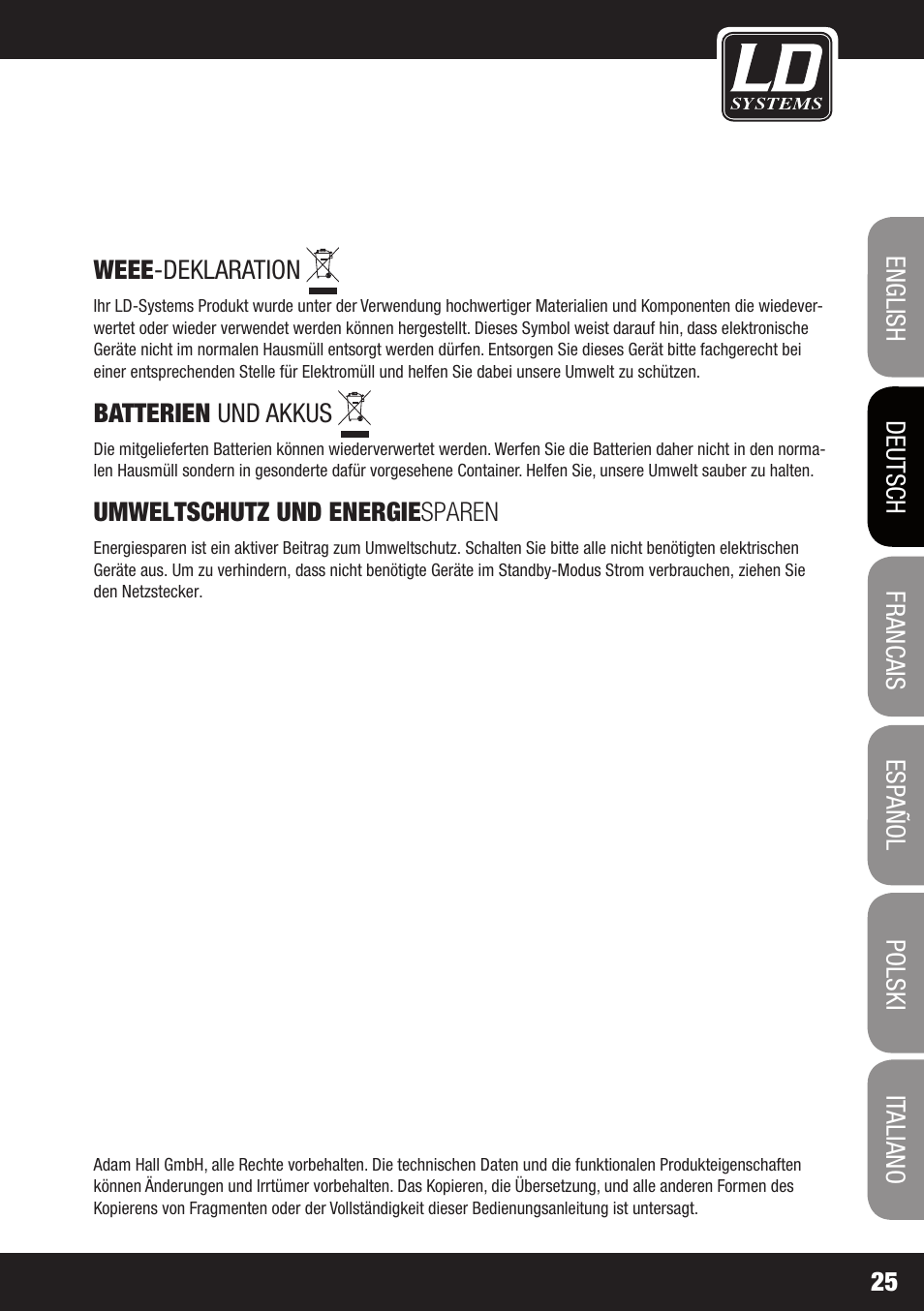 LD Systems PLAY 12 A User Manual | Page 25 / 74