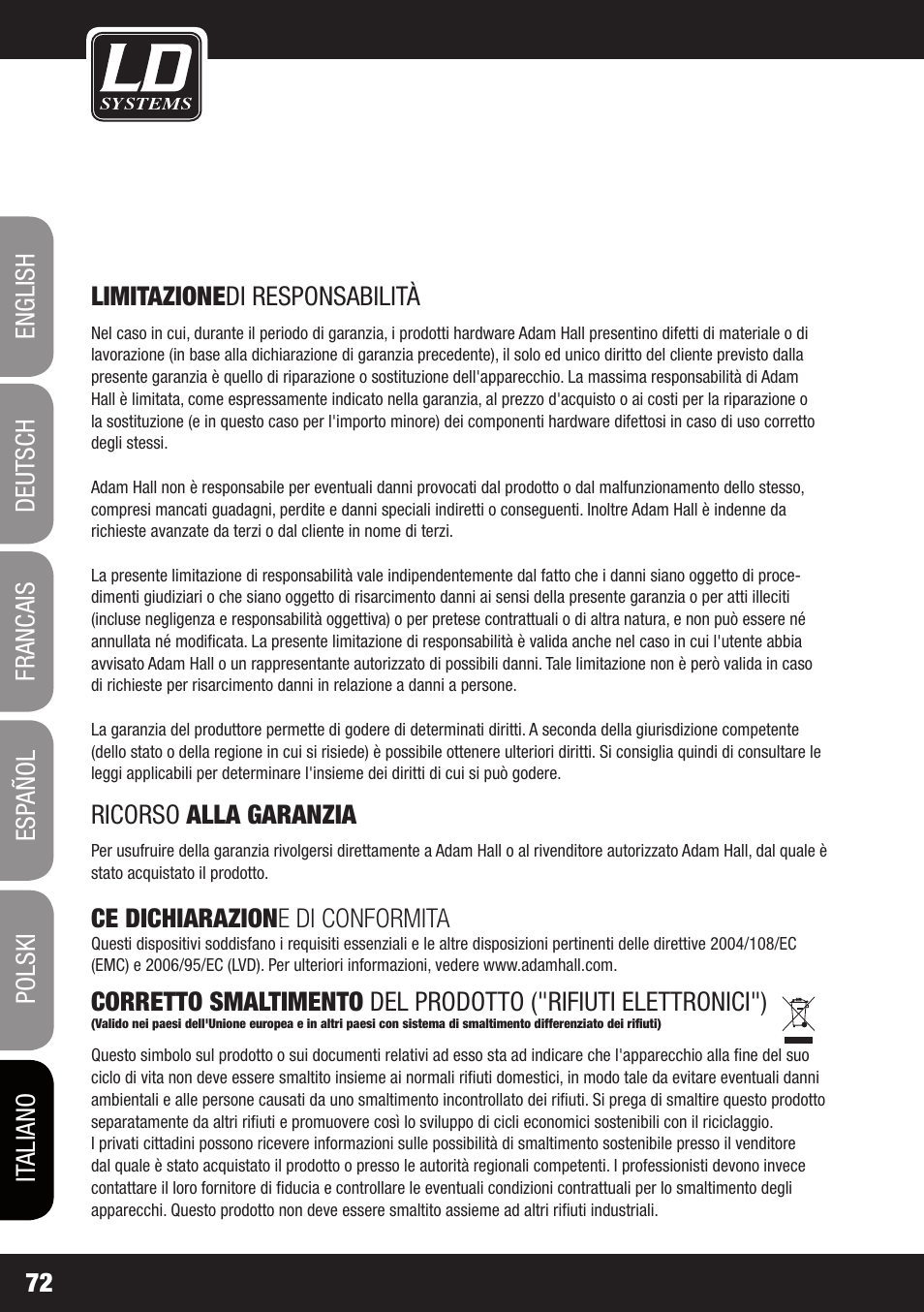 LD Systems PLAY 12 A User Manual | Page 72 / 74