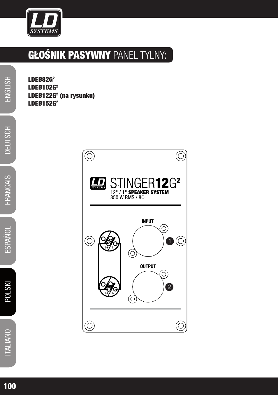 Głośnik pasywny panel tylny | LD Systems STINGER 12 A G2 User Manual | Page 100 / 134