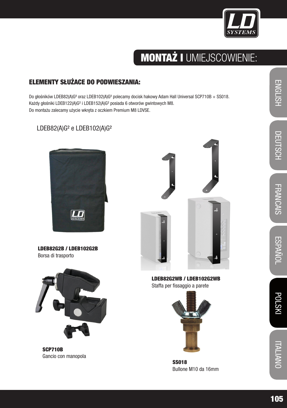 Montaż i umiejscowienie | LD Systems STINGER 12 A G2 User Manual | Page 105 / 134