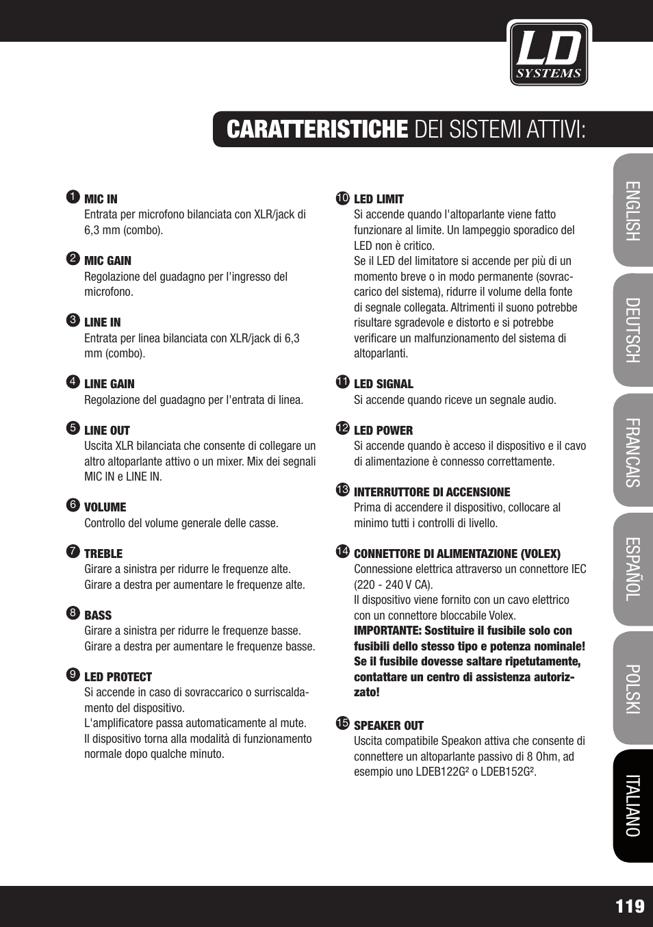 Caratteristiche dei sistemi attivi | LD Systems STINGER 12 A G2 User Manual | Page 119 / 134