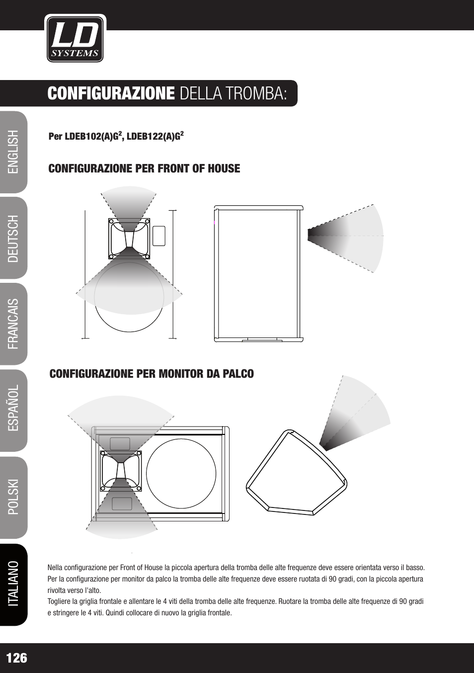 Configurazione della tromba | LD Systems STINGER 12 A G2 User Manual | Page 126 / 134