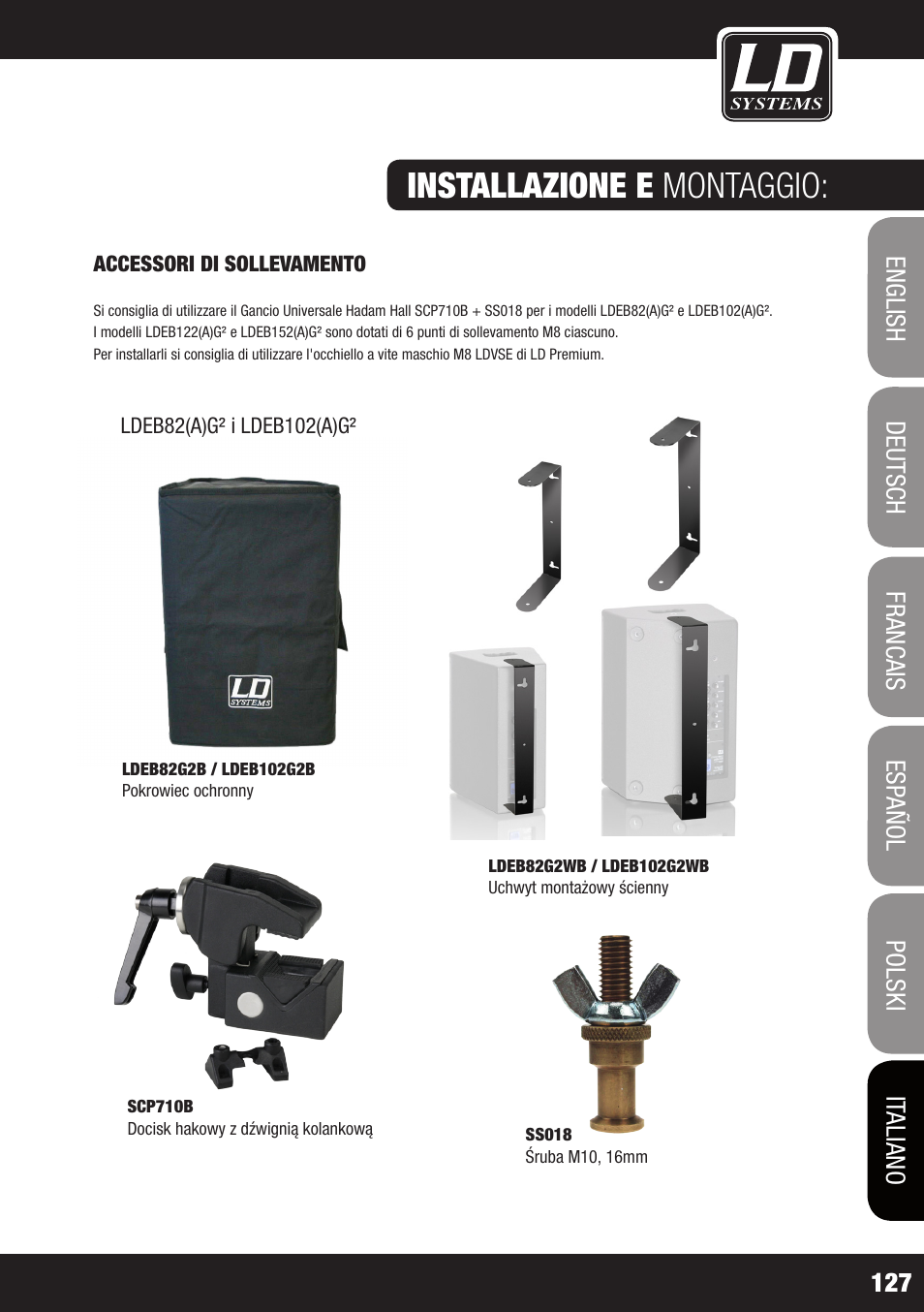 Installazione e montaggio | LD Systems STINGER 12 A G2 User Manual | Page 127 / 134
