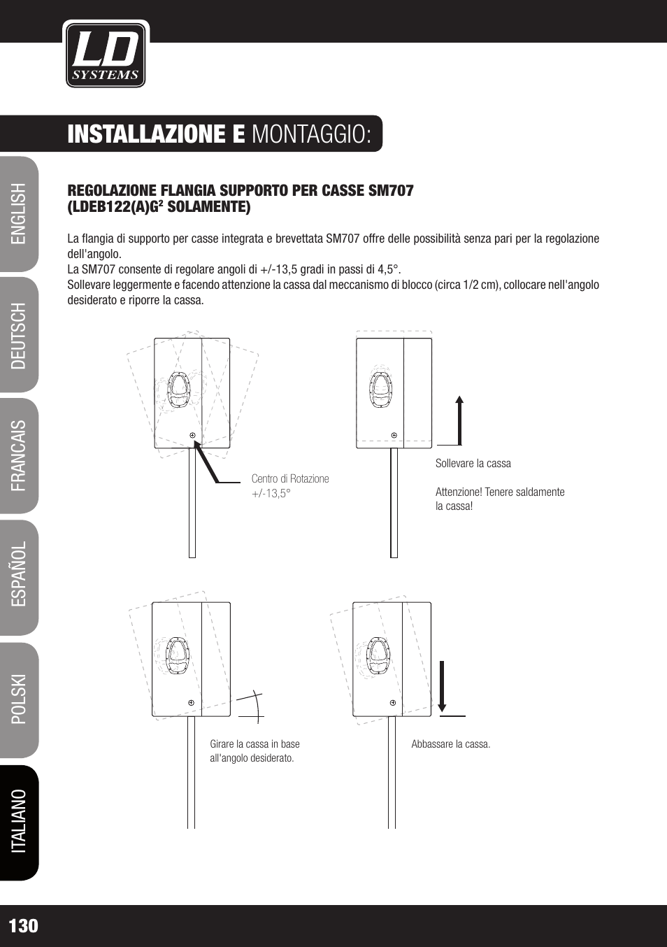 Installazione e montaggio | LD Systems STINGER 12 A G2 User Manual | Page 130 / 134