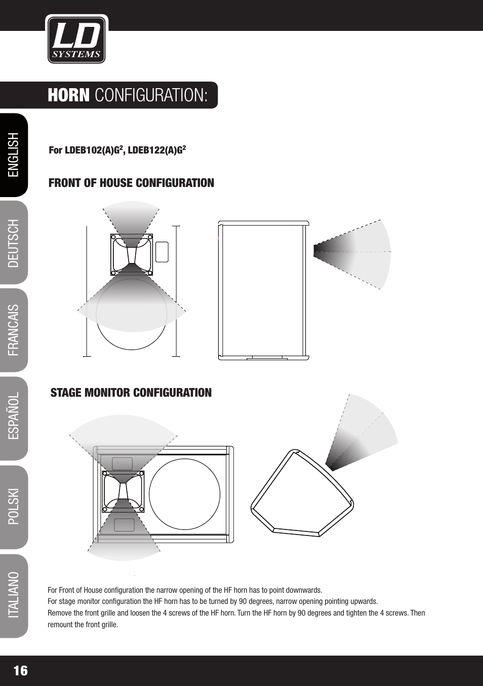 Horn configuration | LD Systems STINGER 12 A G2 User Manual | Page 16 / 134