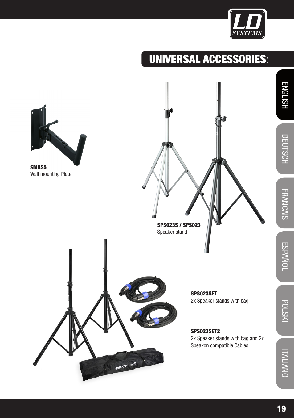 Universal accessories | LD Systems STINGER 12 A G2 User Manual | Page 19 / 134