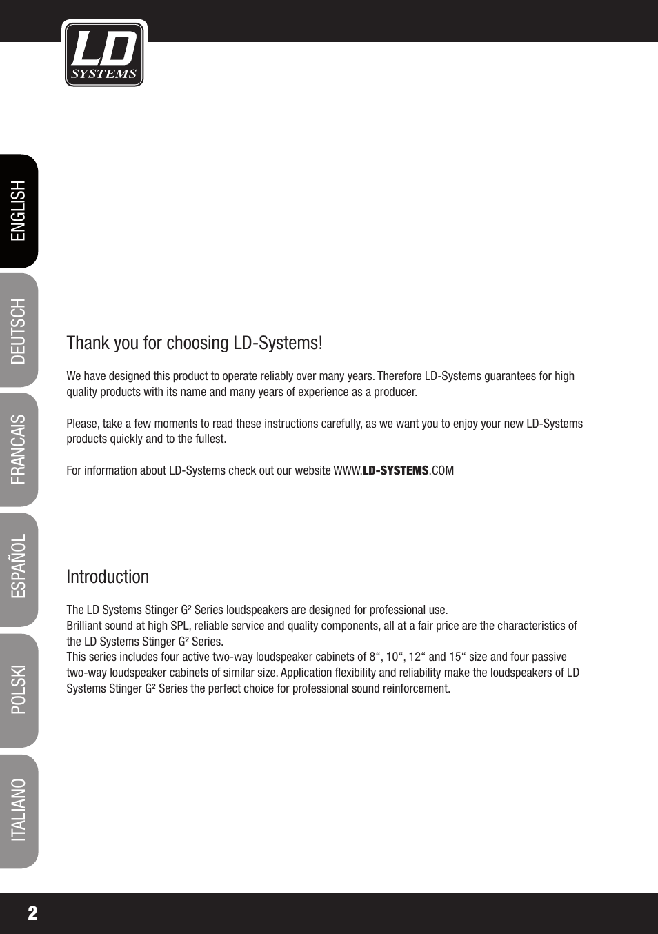 LD Systems STINGER 12 A G2 User Manual | Page 2 / 134