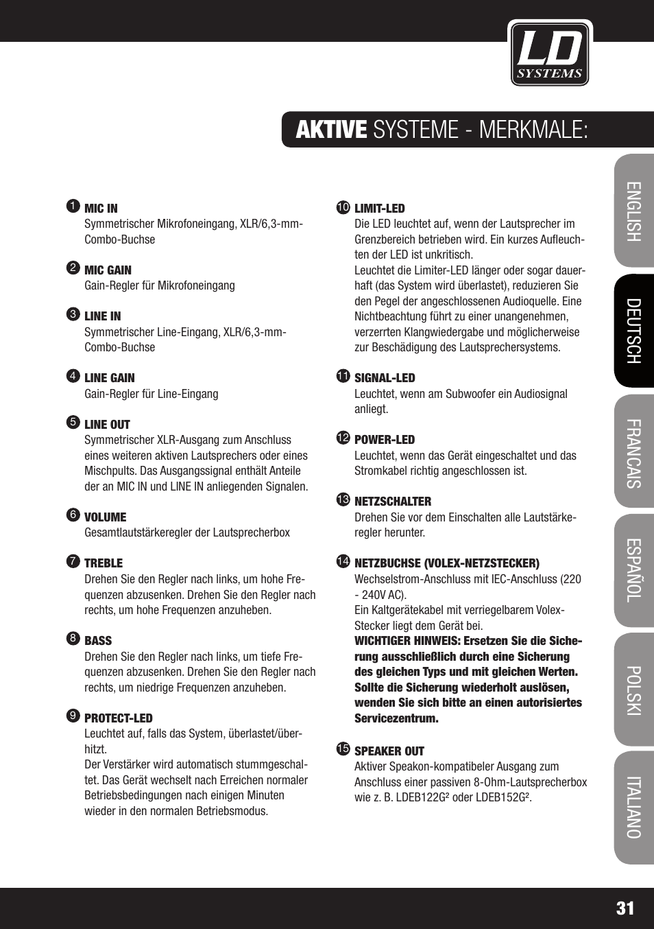 LD Systems STINGER 12 A G2 User Manual | Page 31 / 134