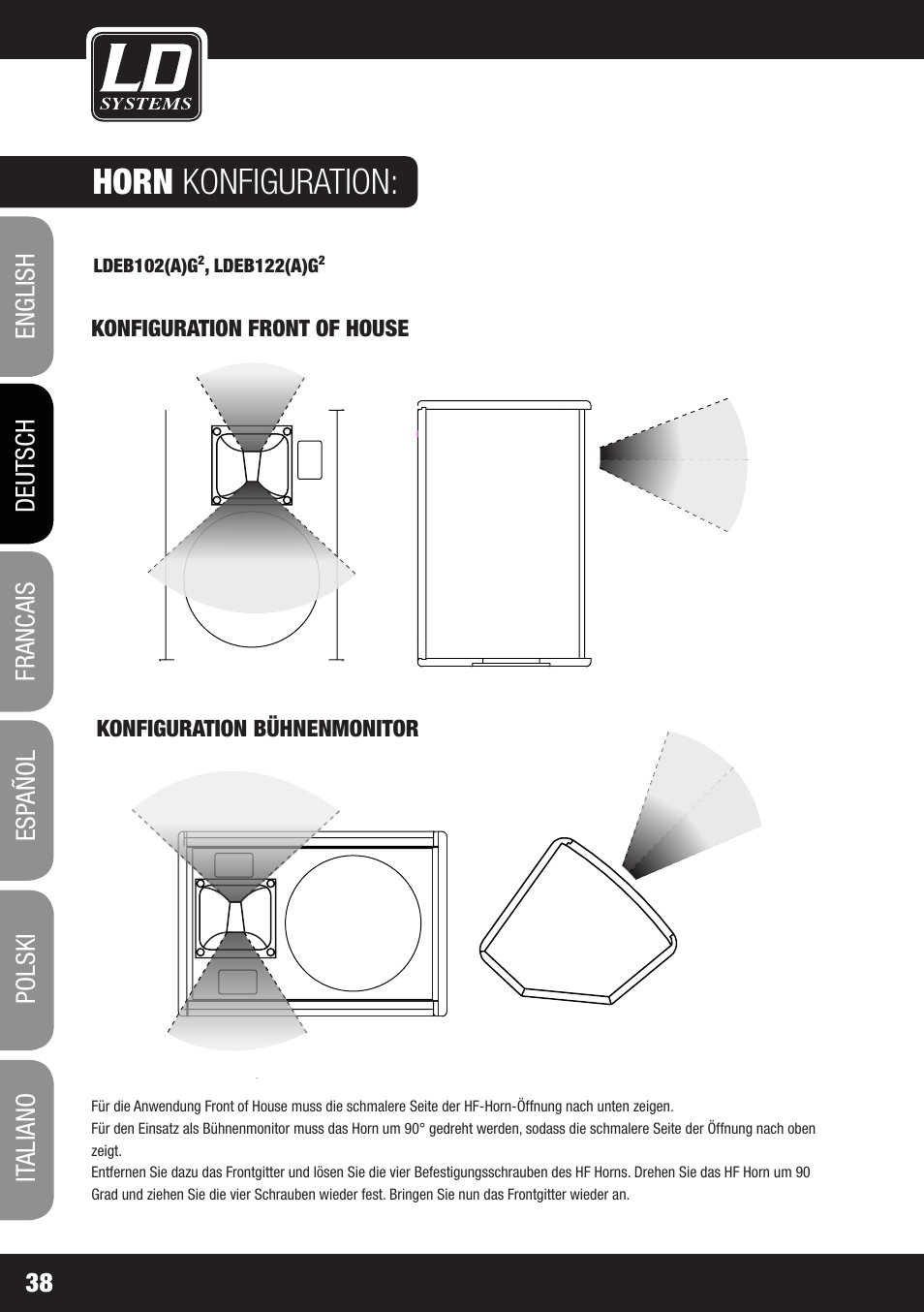 Horn konfiguration | LD Systems STINGER 12 A G2 User Manual | Page 38 / 134