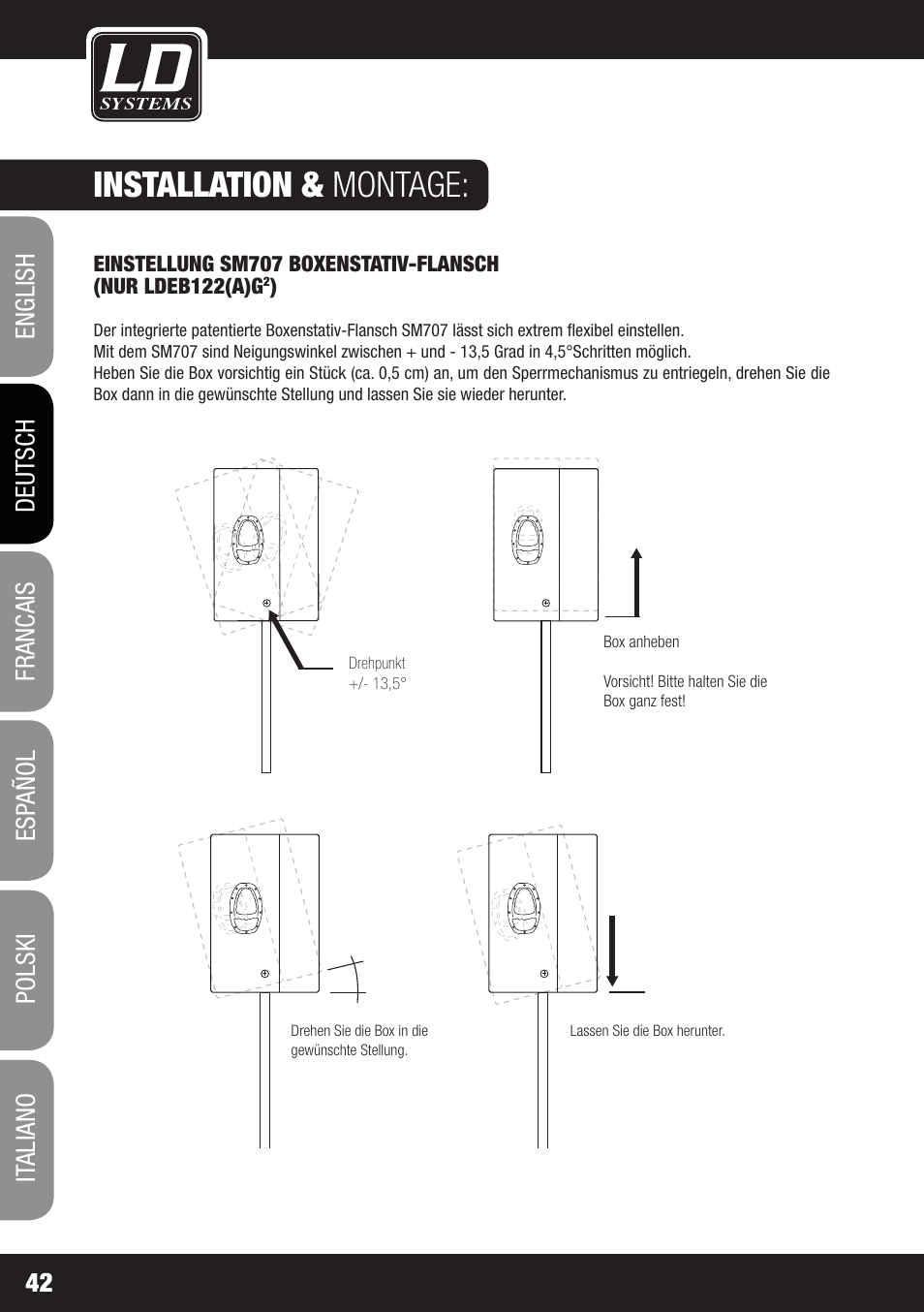 Installation & montage | LD Systems STINGER 12 A G2 User Manual | Page 42 / 134