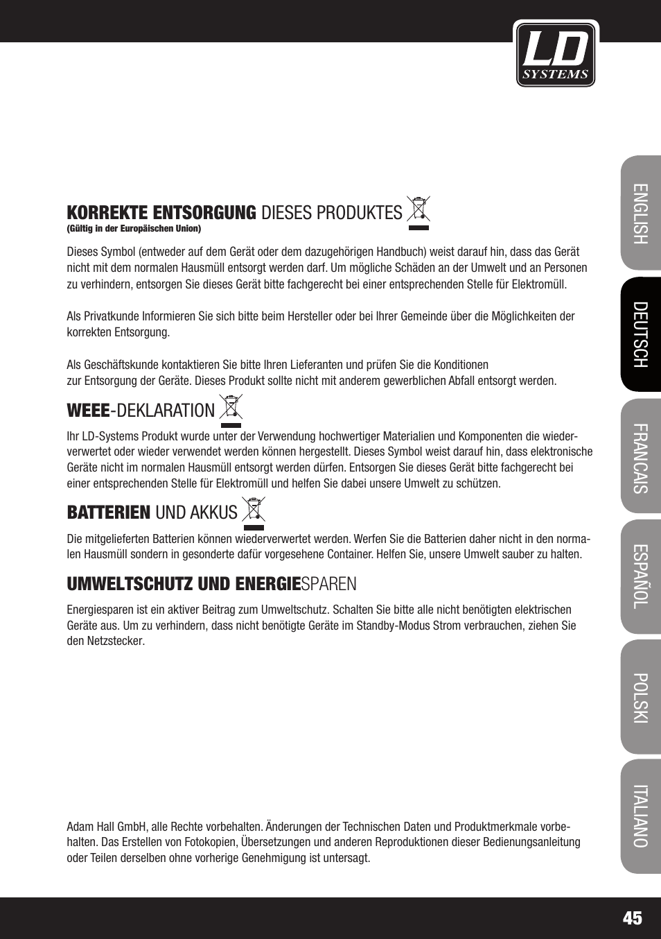 LD Systems STINGER 12 A G2 User Manual | Page 45 / 134