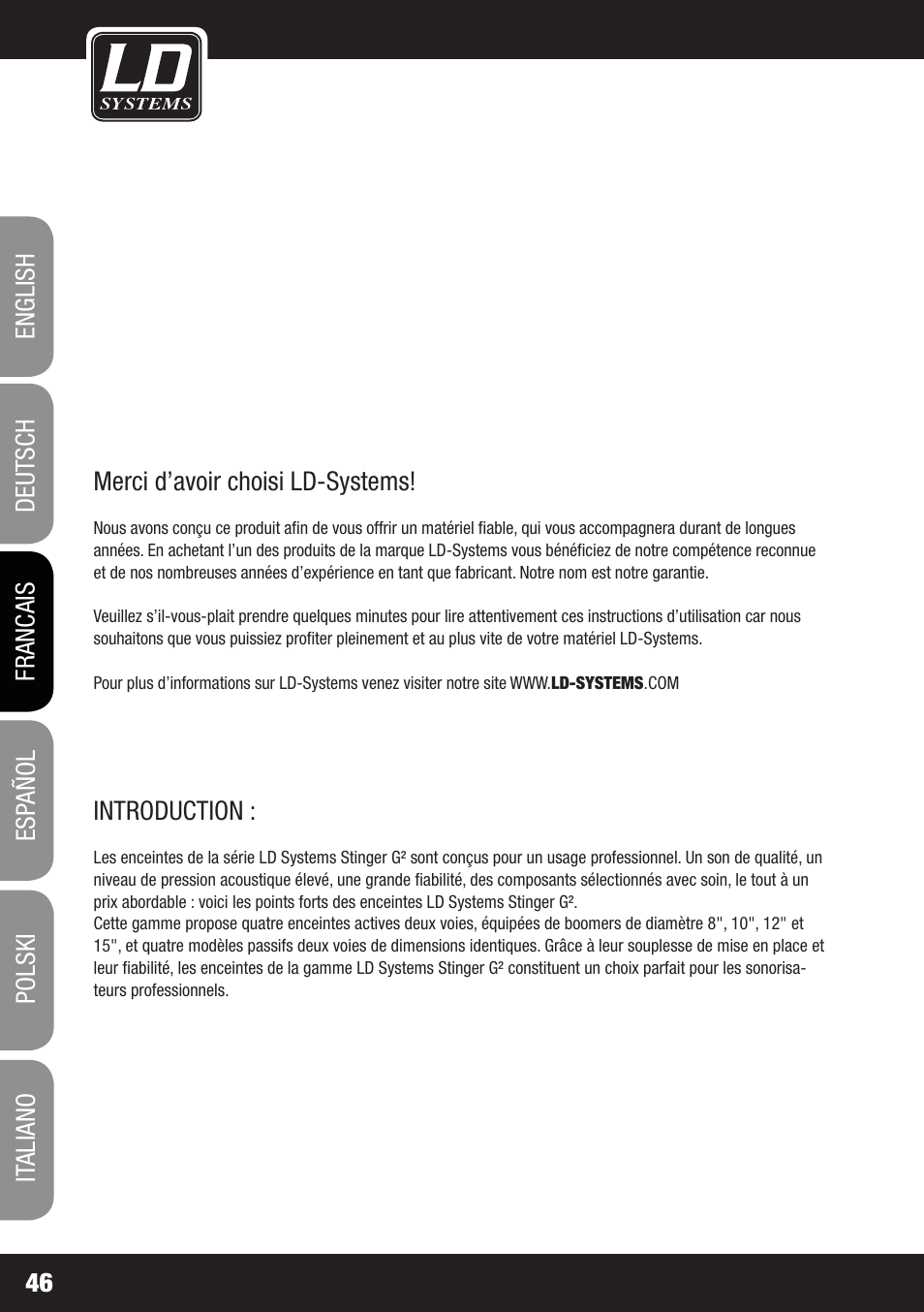 LD Systems STINGER 12 A G2 User Manual | Page 46 / 134