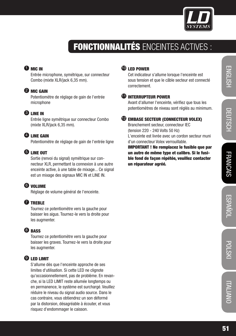 Fonctionnalités enceintes actives | LD Systems STINGER 12 A G2 User Manual | Page 51 / 134