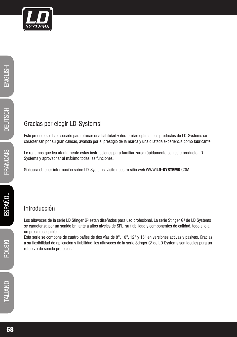 LD Systems STINGER 12 A G2 User Manual | Page 68 / 134