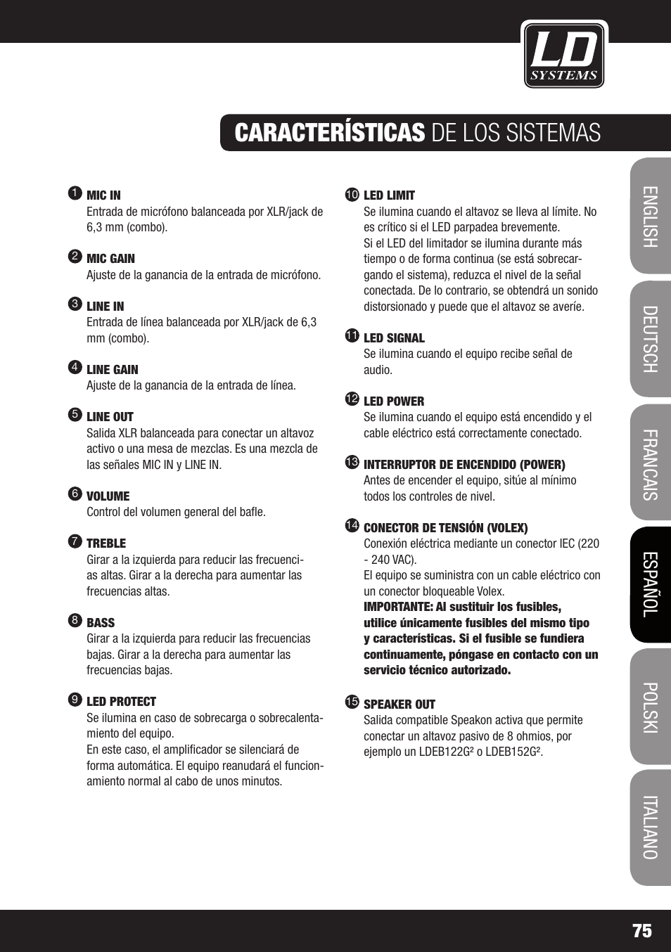 Características de los sistemas activos | LD Systems STINGER 12 A G2 User Manual | Page 75 / 134