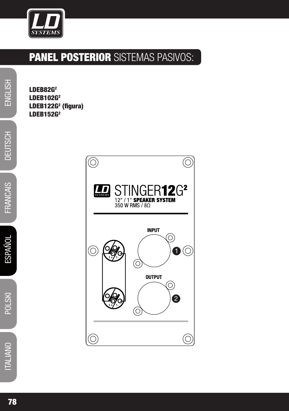 Panel posterior sistemas pasivos | LD Systems STINGER 12 A G2 User Manual | Page 78 / 134