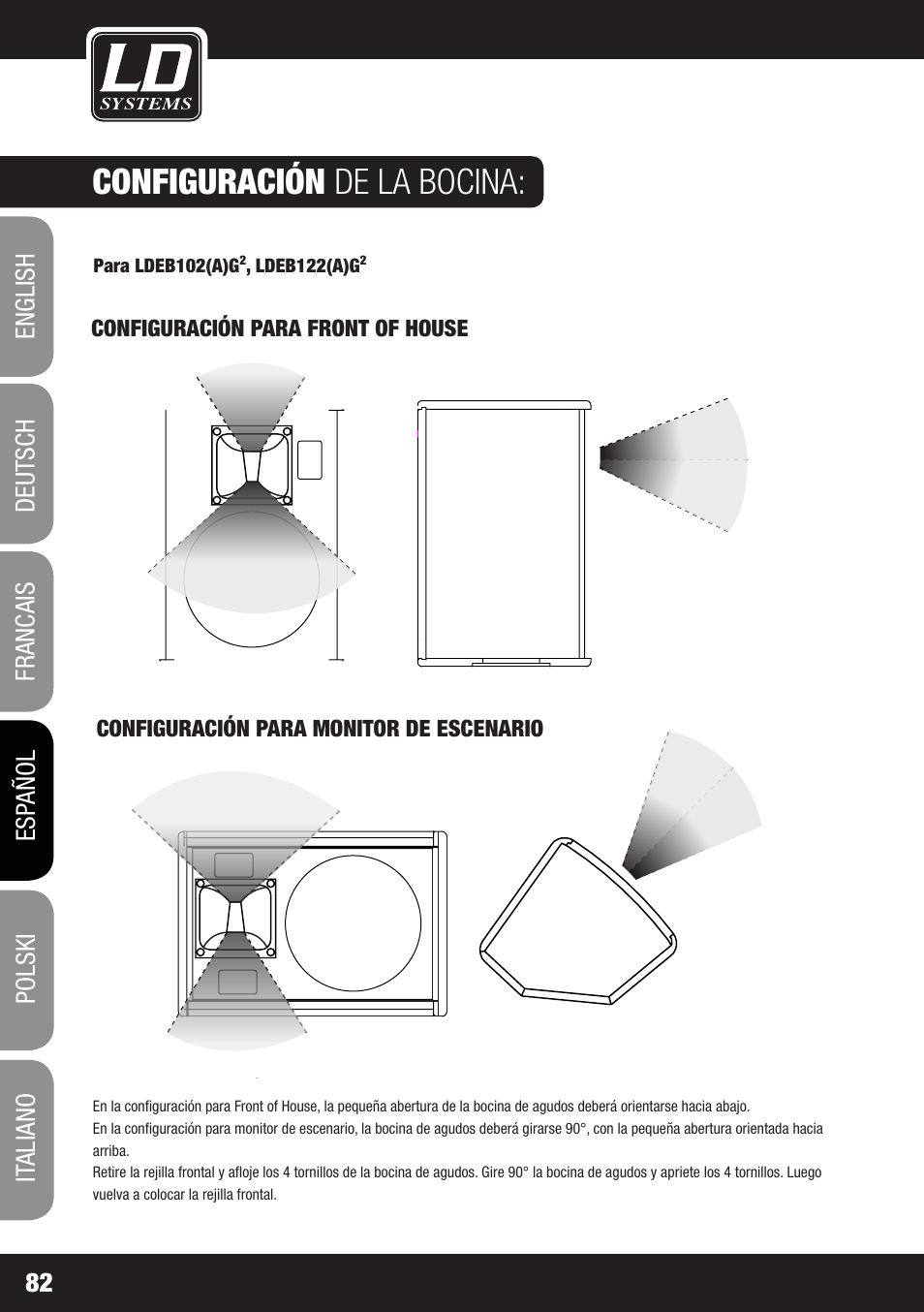 Configuración de la bocina | LD Systems STINGER 12 A G2 User Manual | Page 82 / 134