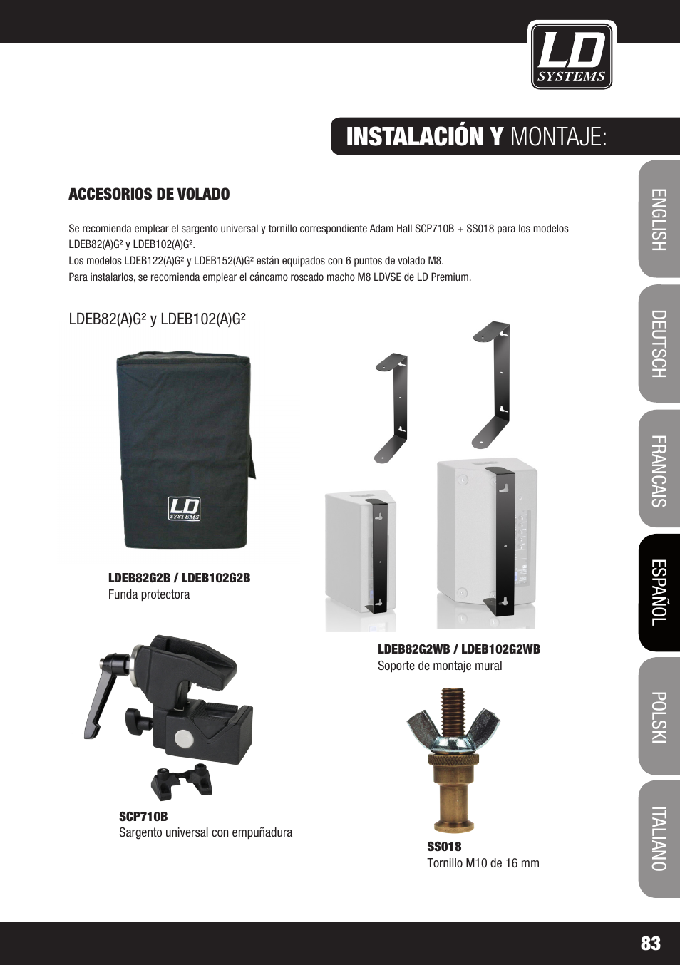 Instalación y montaje | LD Systems STINGER 12 A G2 User Manual | Page 83 / 134