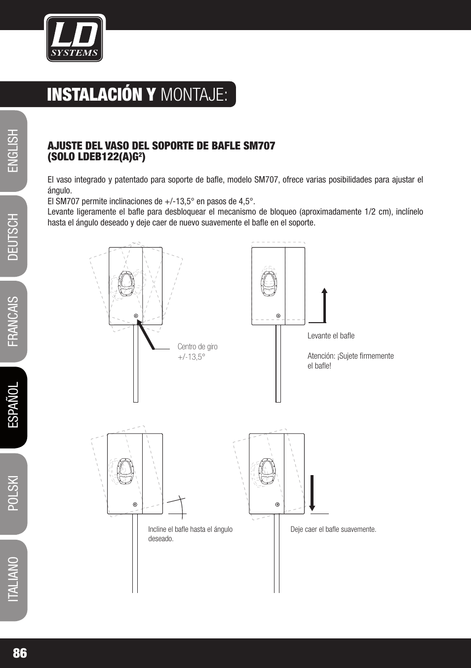 Instalación y montaje | LD Systems STINGER 12 A G2 User Manual | Page 86 / 134