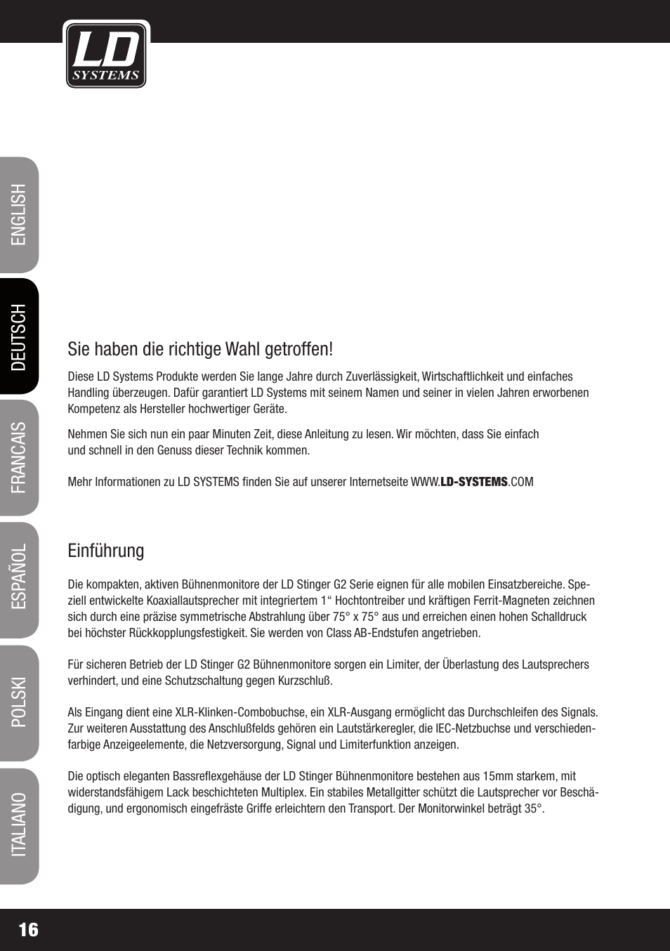 LD Systems LDMON 81AG² User Manual | Page 16 / 88