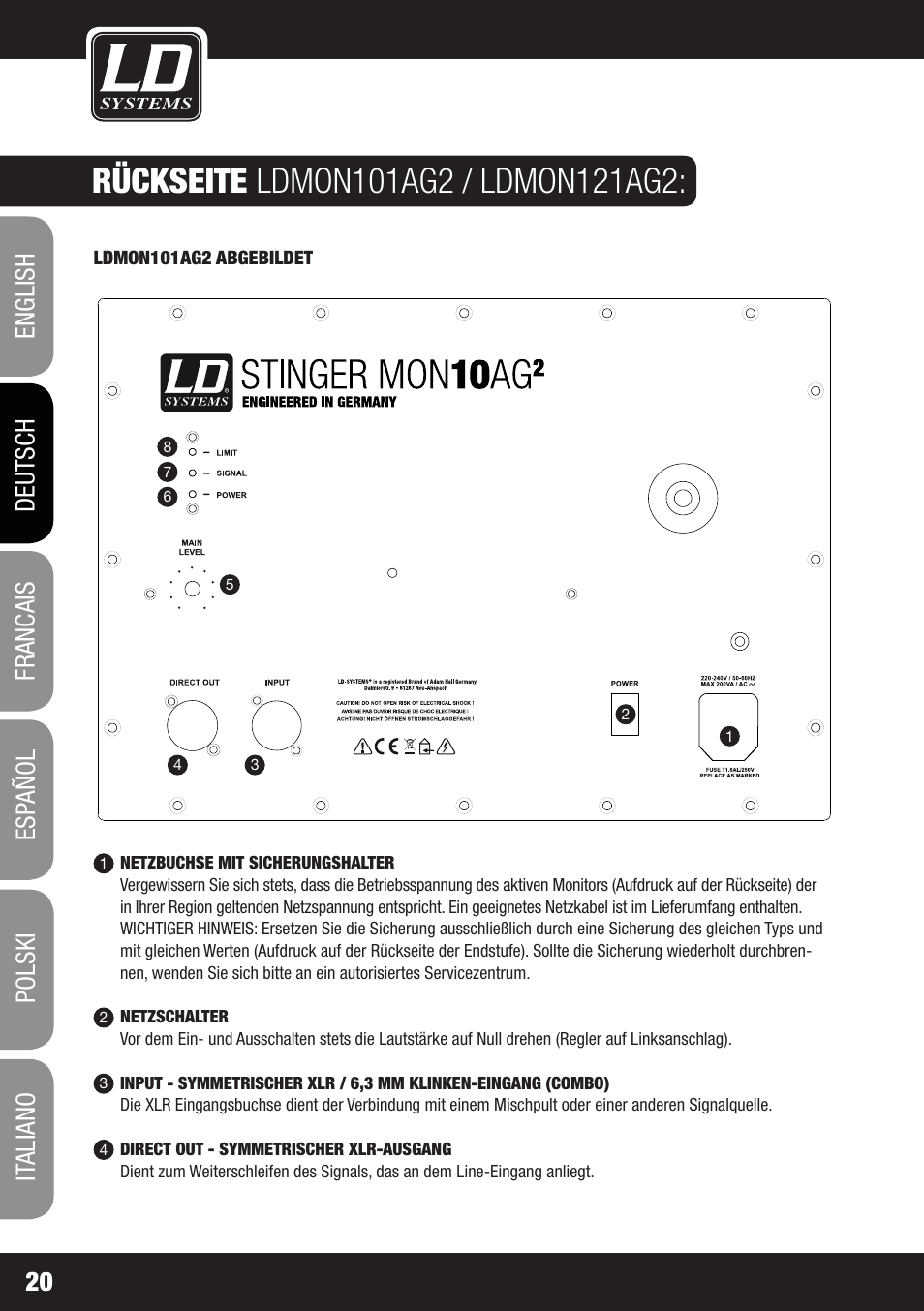 LD Systems LDMON 81AG² User Manual | Page 20 / 88