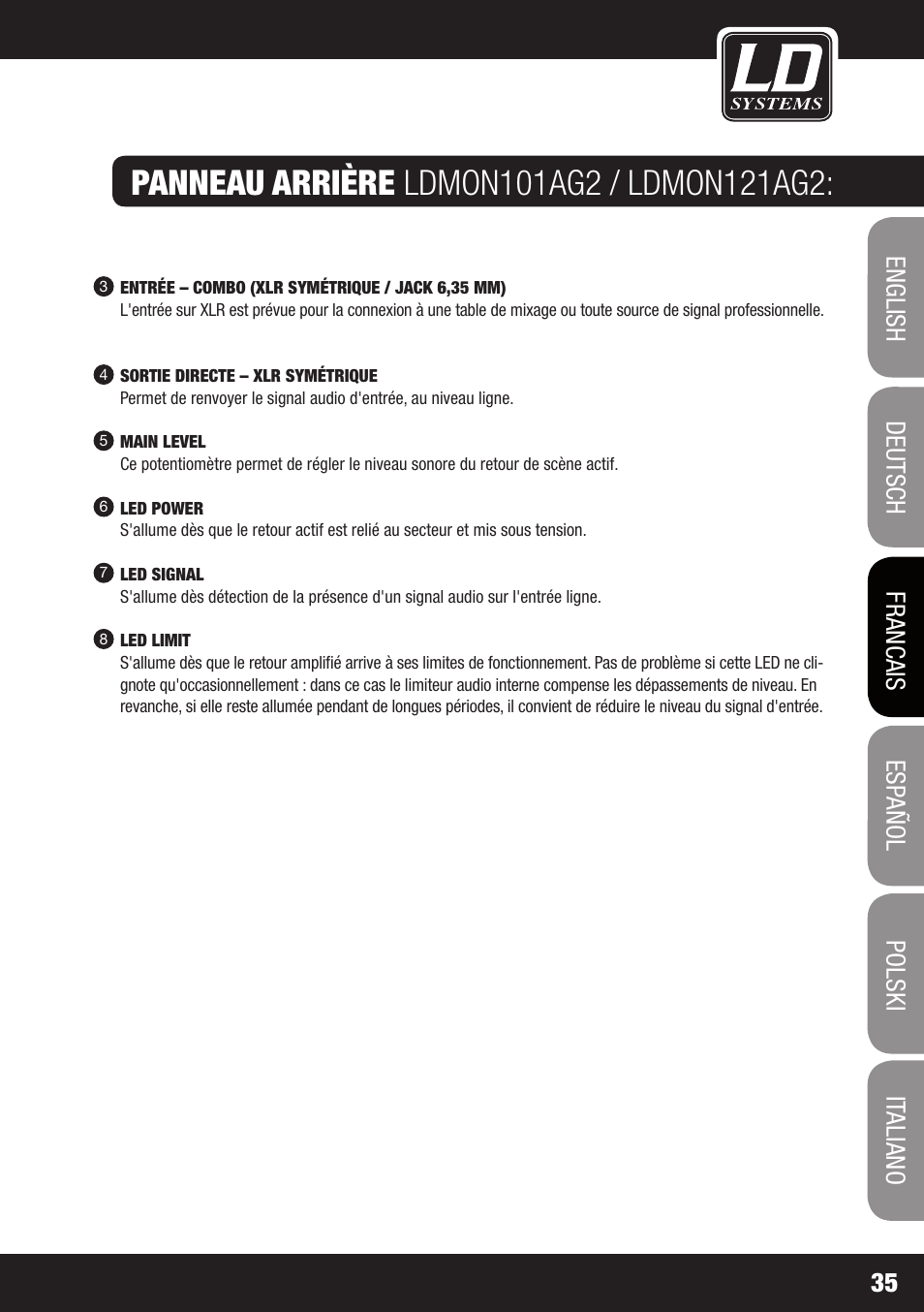 LD Systems LDMON 81AG² User Manual | Page 35 / 88