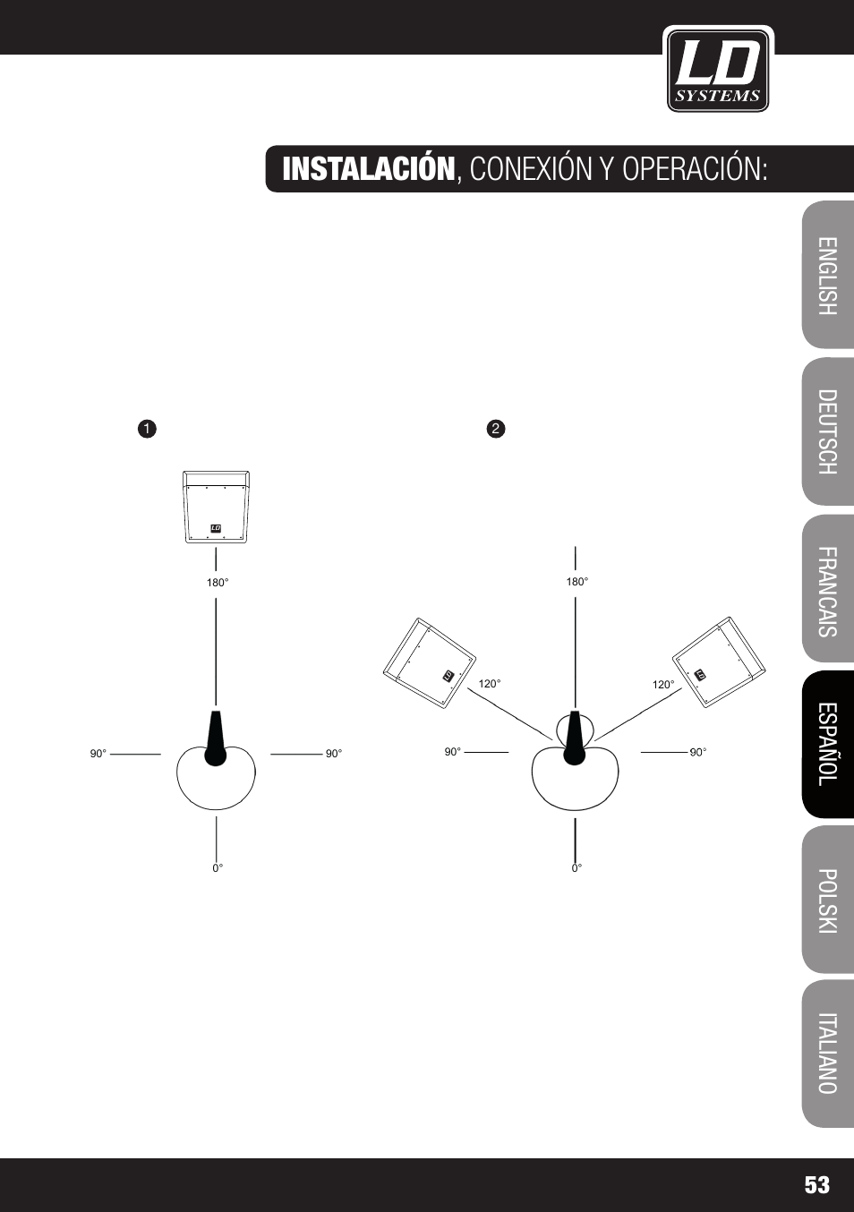 Instalación, Conexión y operación: instalación, Conexión y operación | LD Systems LDMON 81AG² User Manual | Page 53 / 88