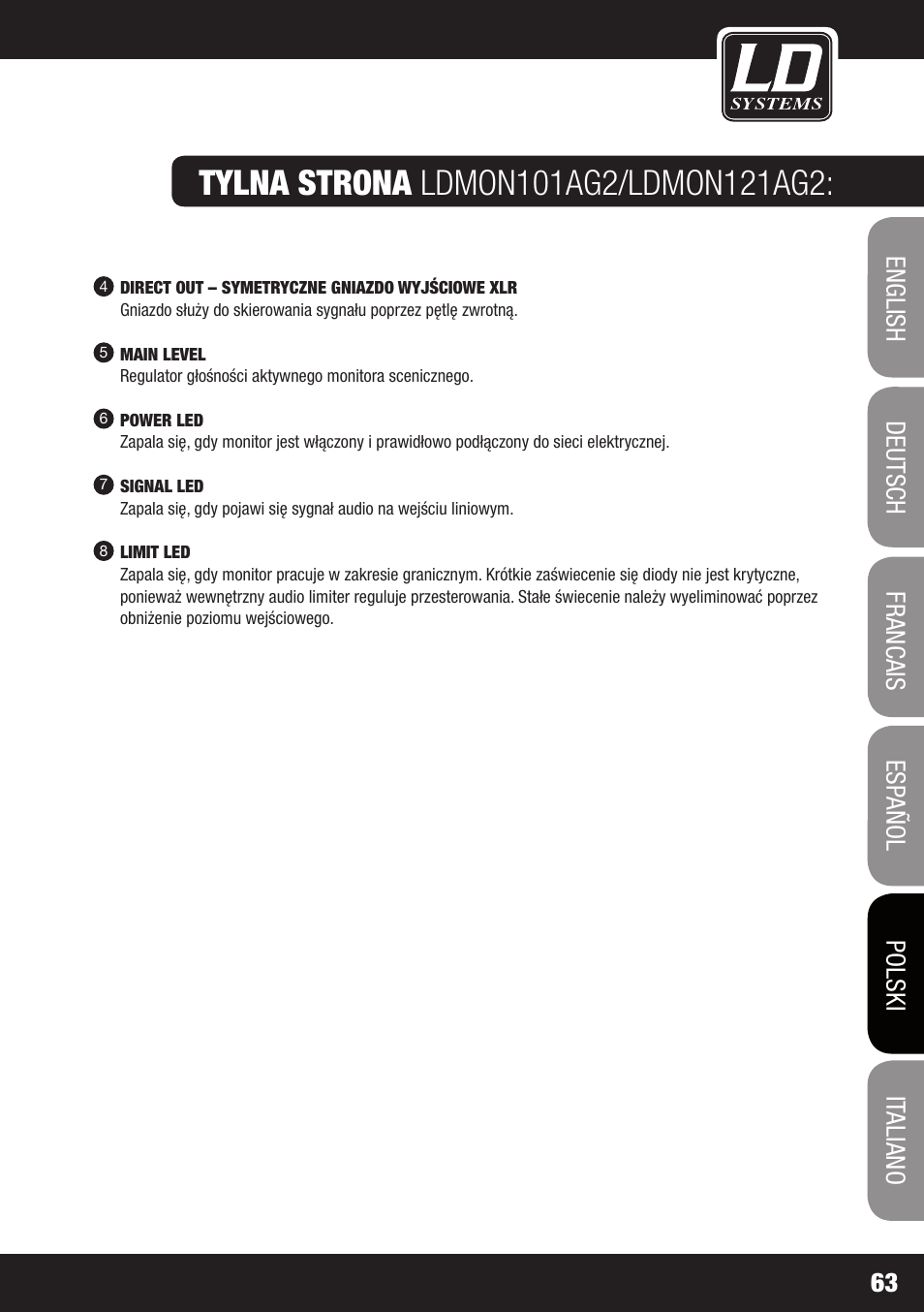 LD Systems LDMON 81AG² User Manual | Page 63 / 88