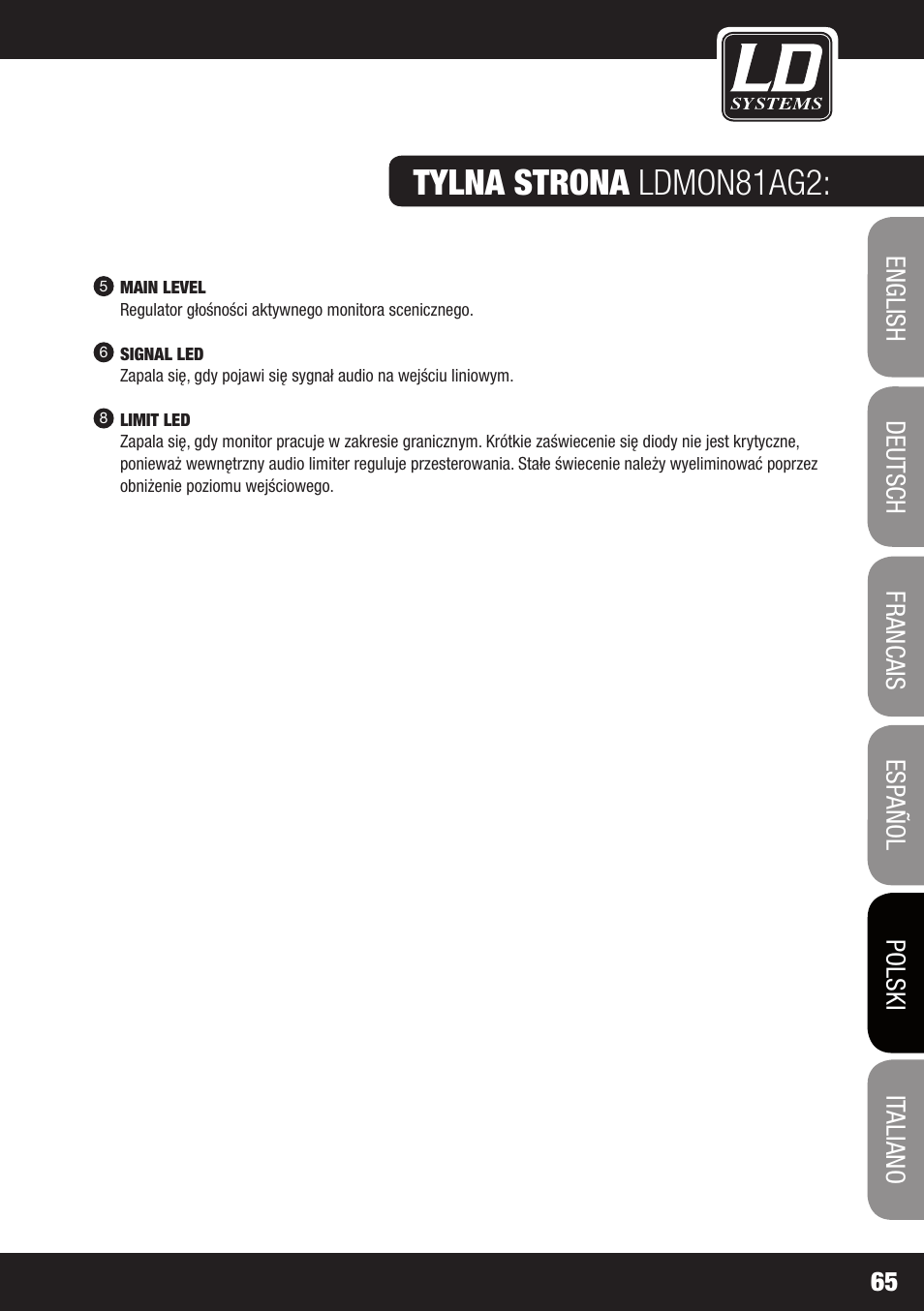 Tylna strona ldmon81ag2 | LD Systems LDMON 81AG² User Manual | Page 65 / 88