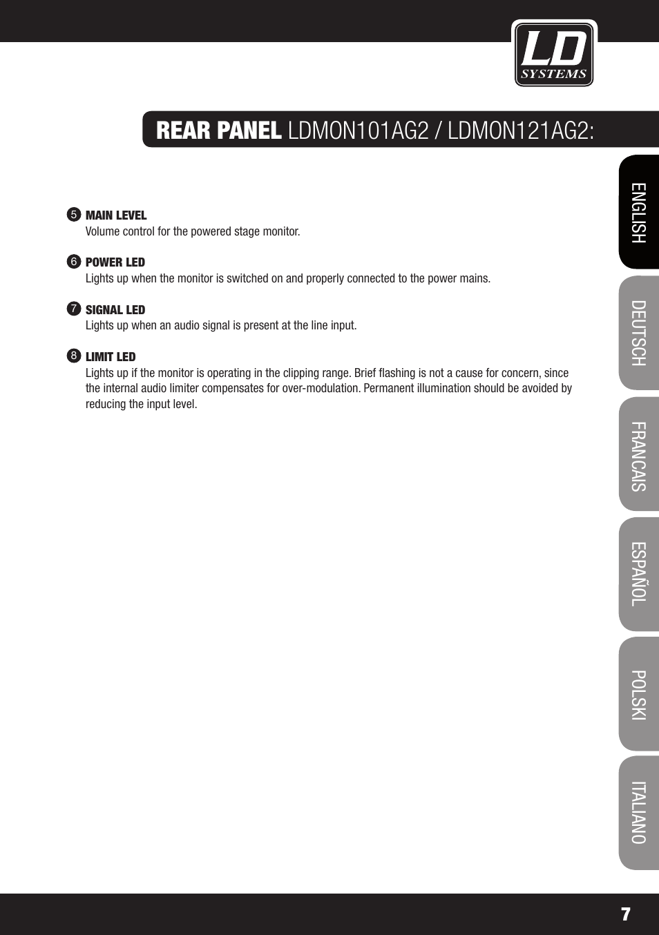 LD Systems LDMON 81AG² User Manual | Page 7 / 88