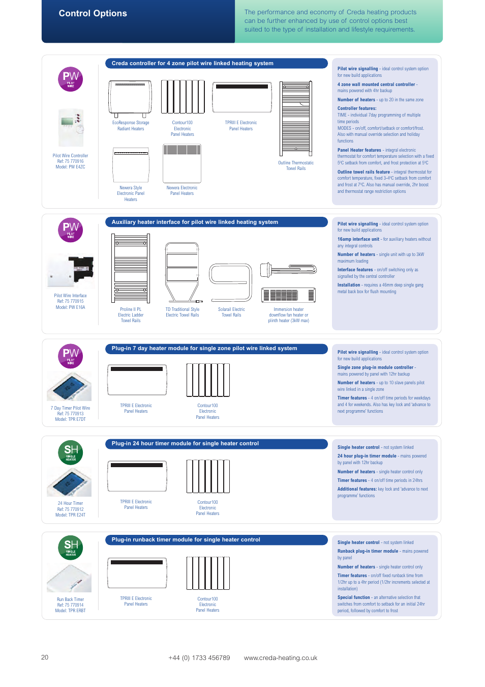 Control options | Creda Heating Solution User Manual | Page 20 / 48