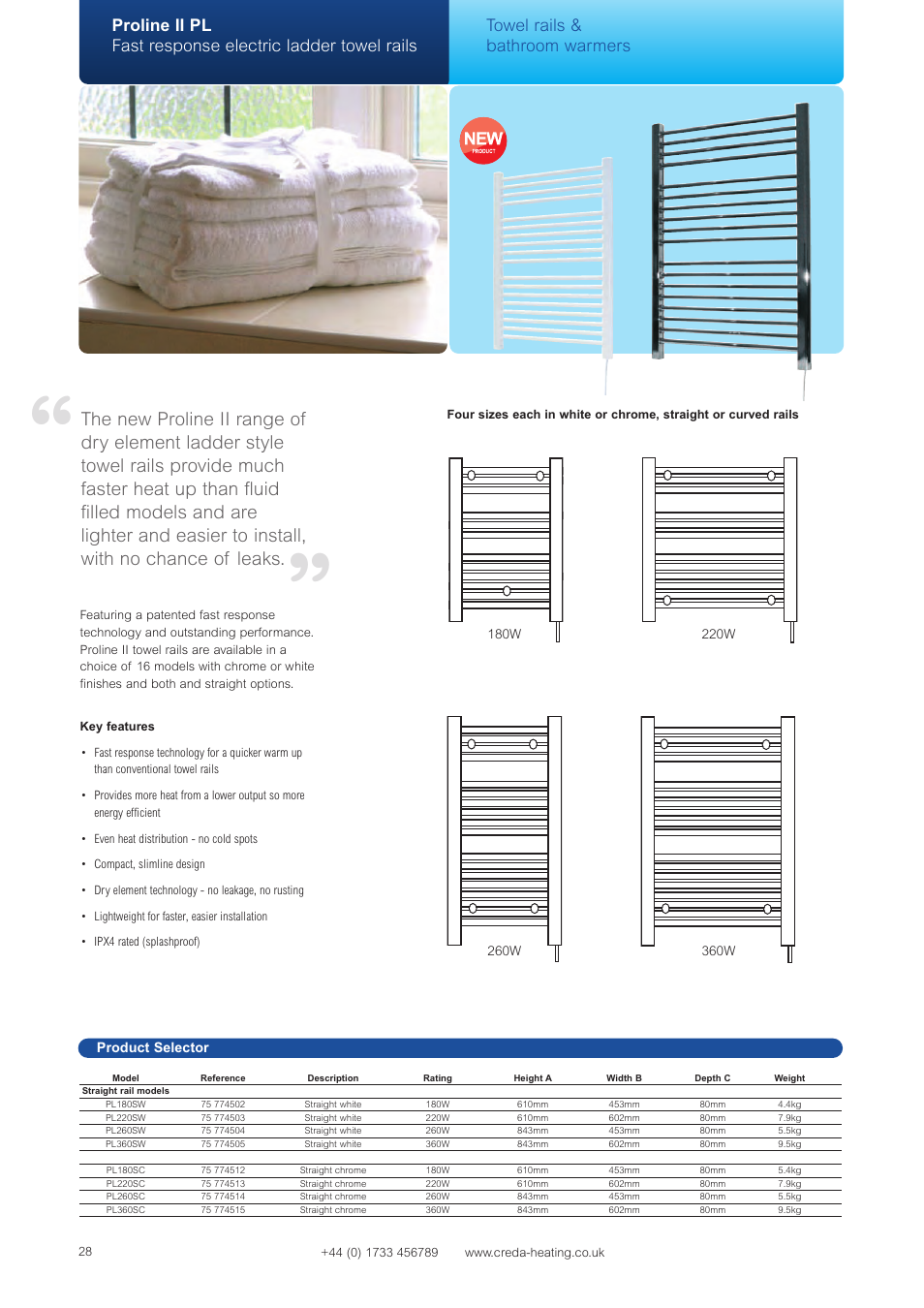 Towel rails & bathroom warmers | Creda Heating Solution User Manual | Page 28 / 48