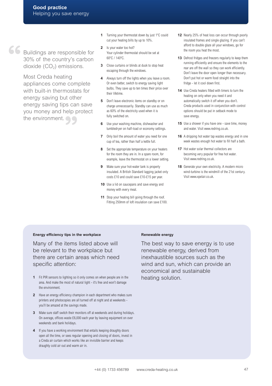 Creda Heating Solution User Manual | Page 47 / 48