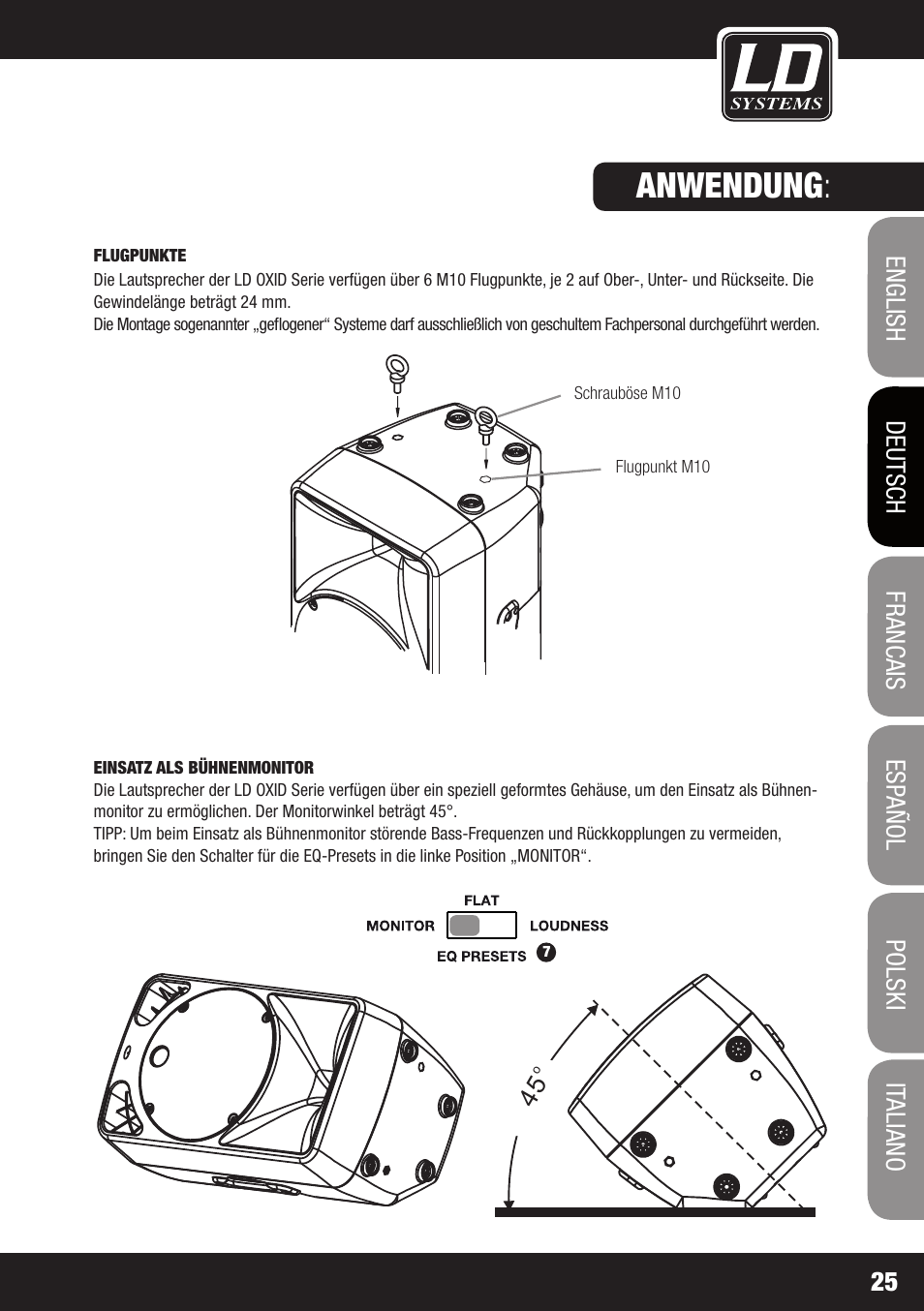 Anwendung | LD Systems OXID 15 A User Manual | Page 25 / 100