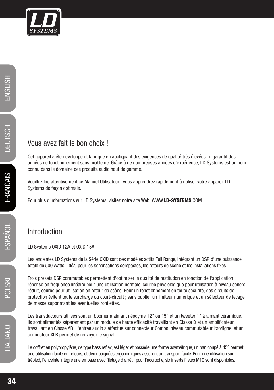 LD Systems OXID 15 A User Manual | Page 34 / 100