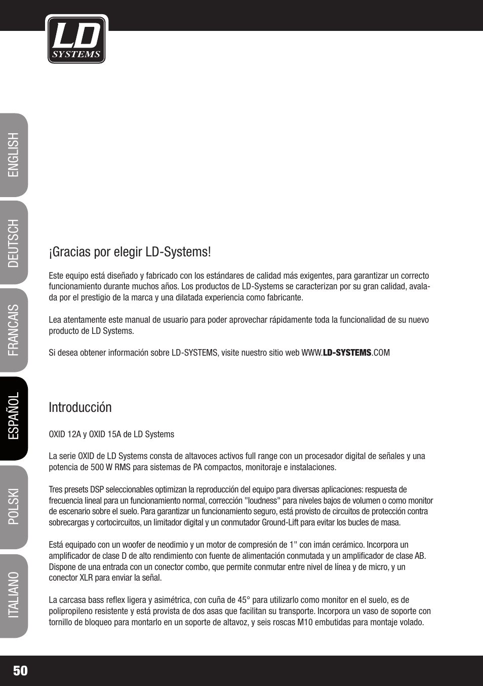LD Systems OXID 15 A User Manual | Page 50 / 100