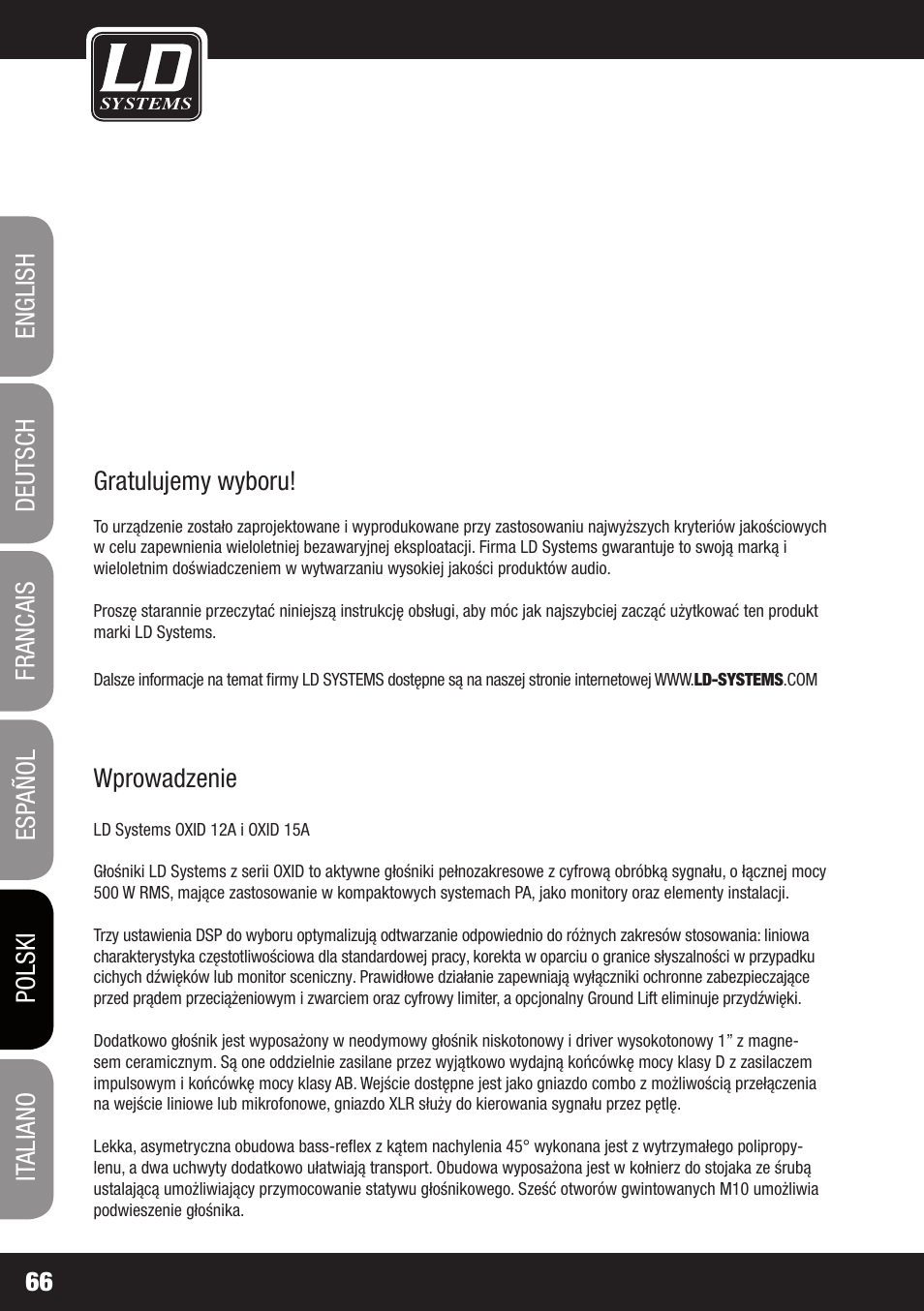 LD Systems OXID 15 A User Manual | Page 66 / 100