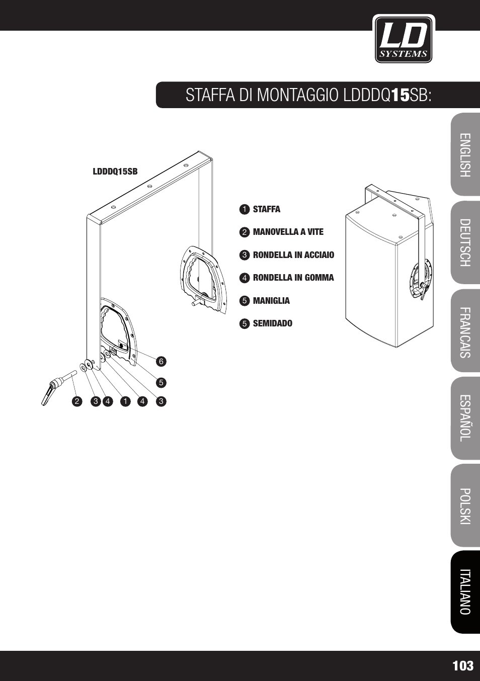 Staffa di montaggio ldddq 15 sb | LD Systems DDQ 15 User Manual | Page 103 / 112