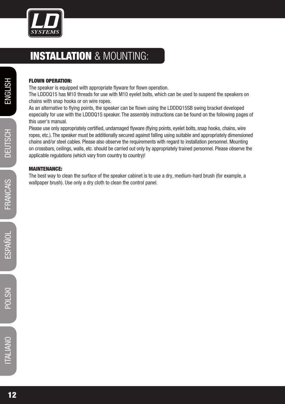 Installation & mounting | LD Systems DDQ 15 User Manual | Page 12 / 112