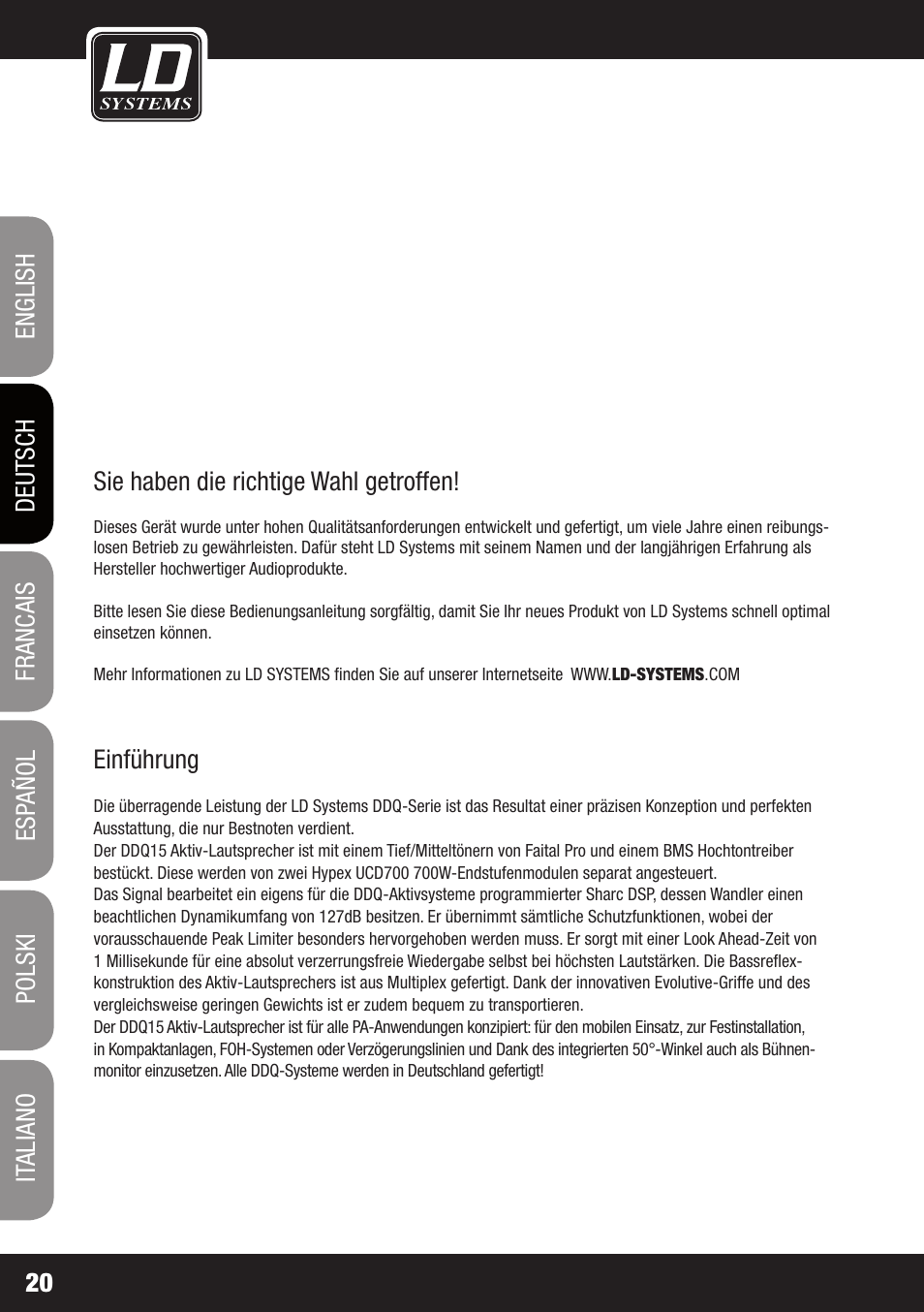 LD Systems DDQ 15 User Manual | Page 20 / 112