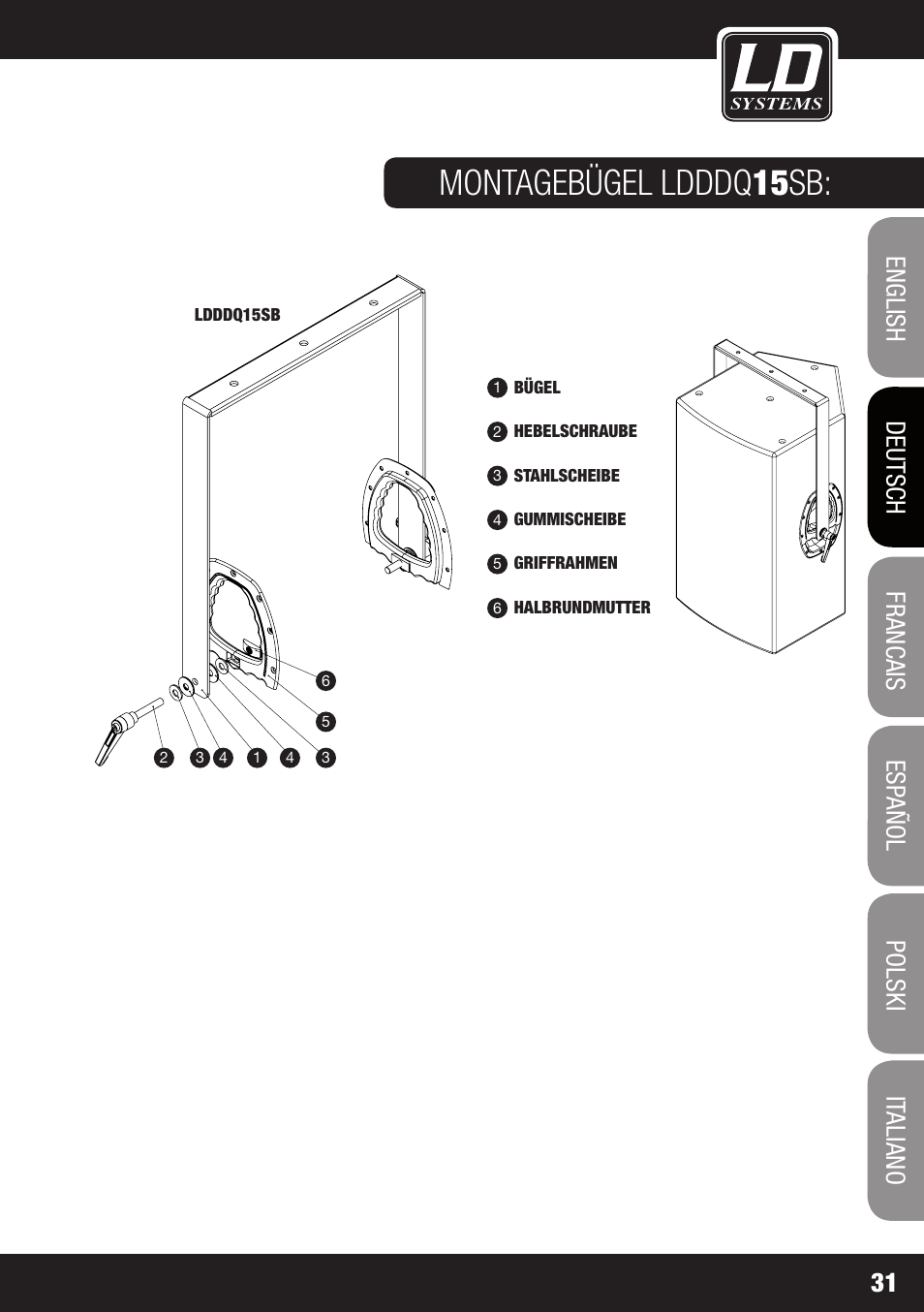 Montagebügel ldddq 15 sb | LD Systems DDQ 15 User Manual | Page 31 / 112