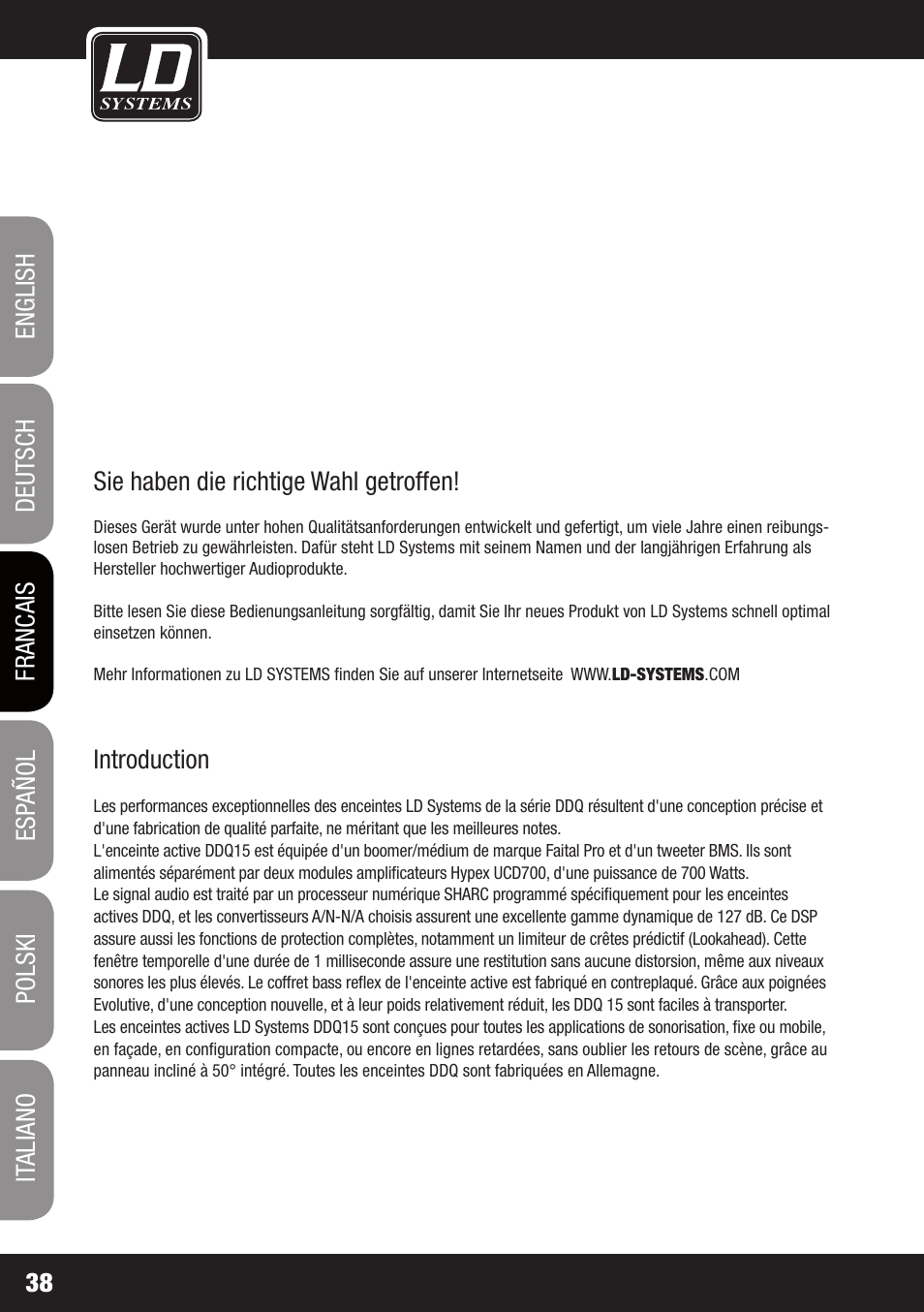 LD Systems DDQ 15 User Manual | Page 38 / 112