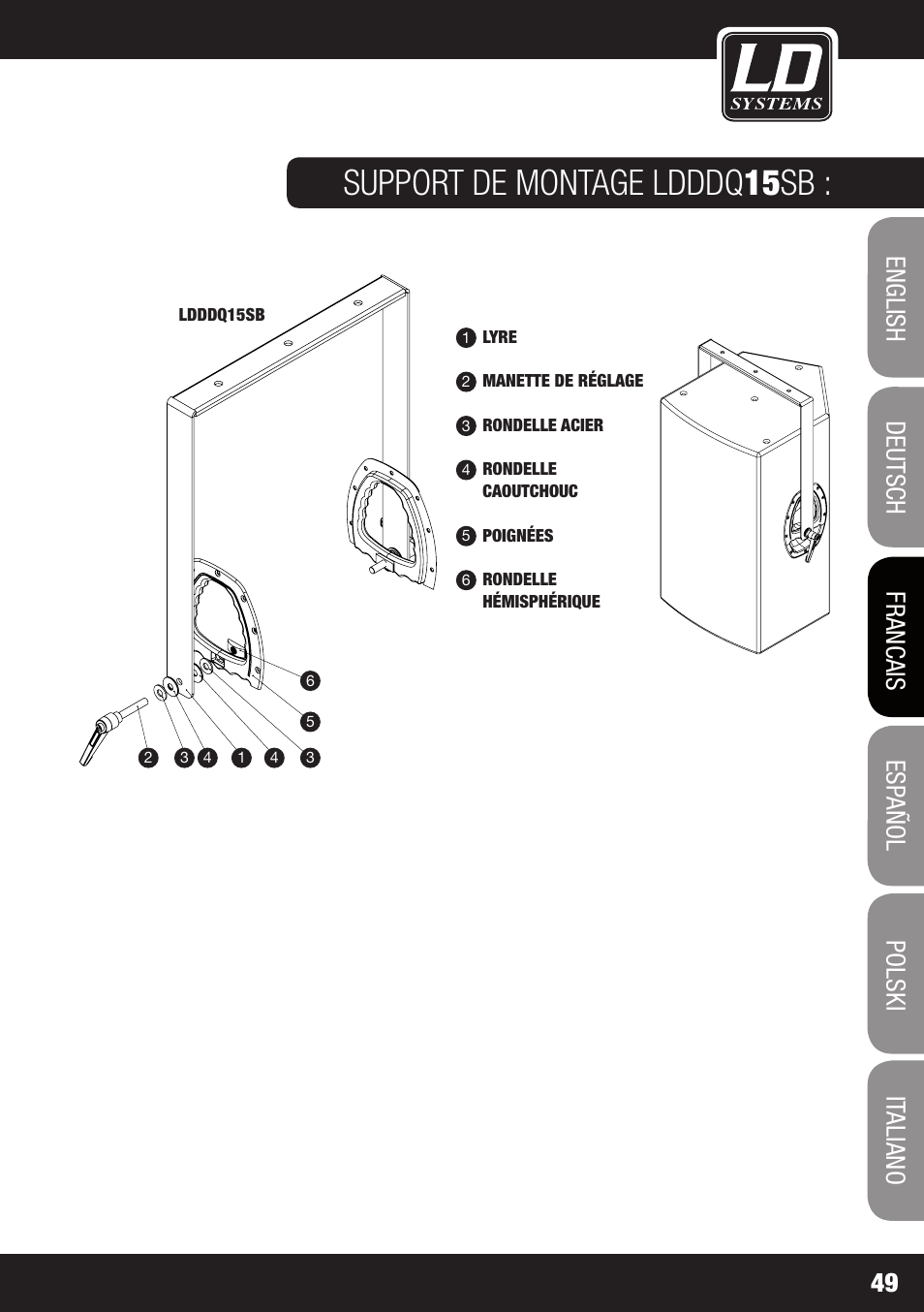 Support de montage ldddq 15 sb | LD Systems DDQ 15 User Manual | Page 49 / 112