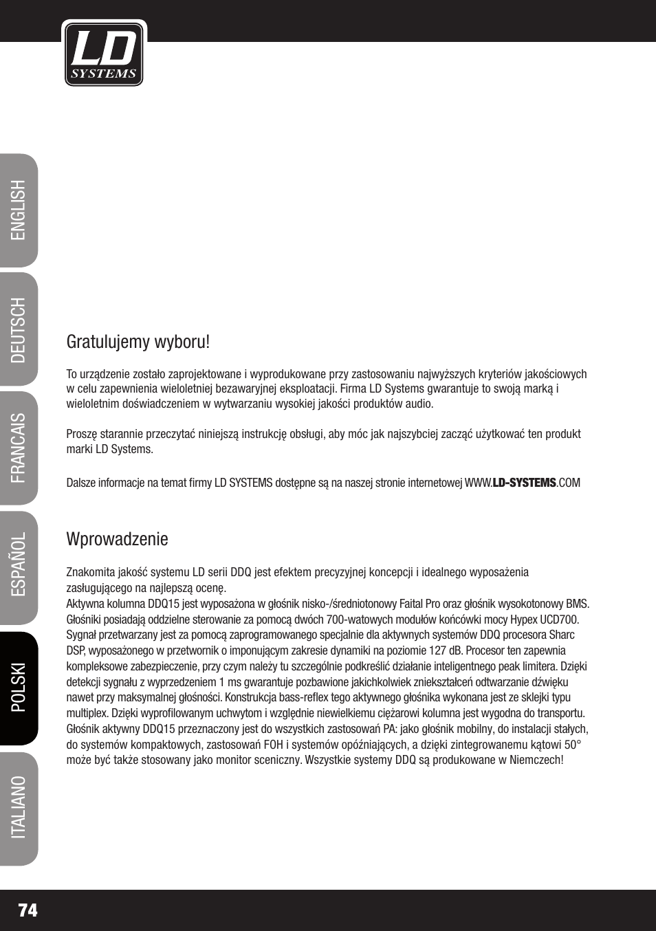 LD Systems DDQ 15 User Manual | Page 74 / 112