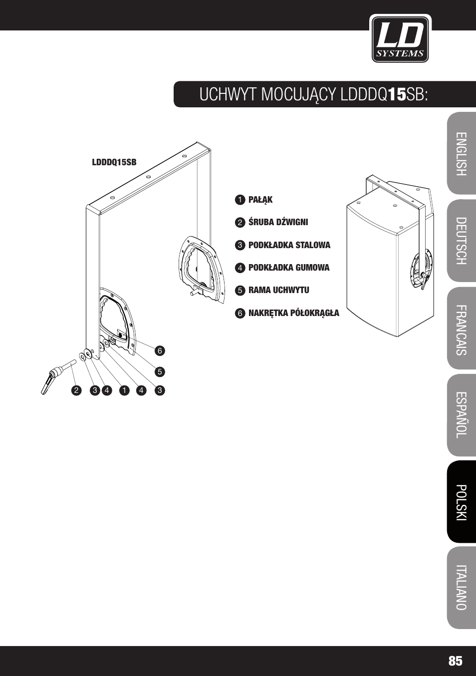 Uchwyt mocujący ldddq 15 sb | LD Systems DDQ 15 User Manual | Page 85 / 112