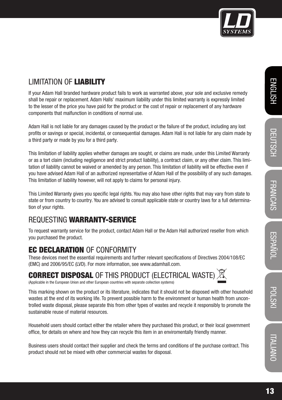 LD Systems V 8 G2 User Manual | Page 13 / 16